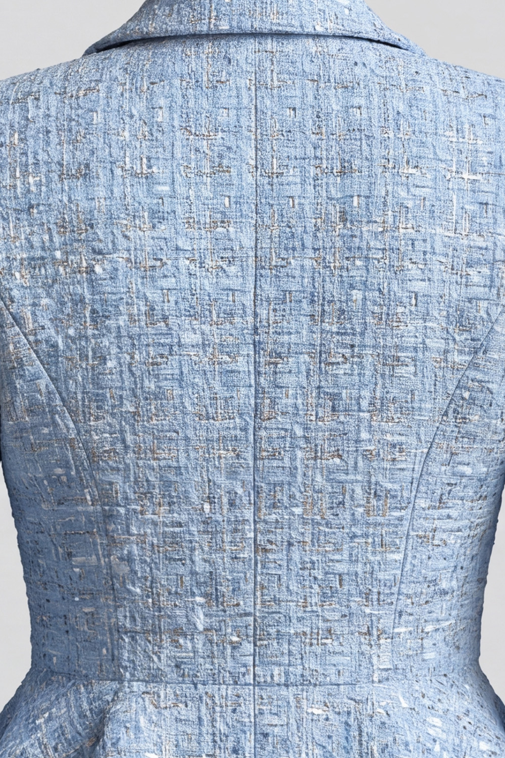 Light Blue Ruffled Shawl Lapel Single Breasted Long Sleeves Tweed Pageant Interview Outfits
