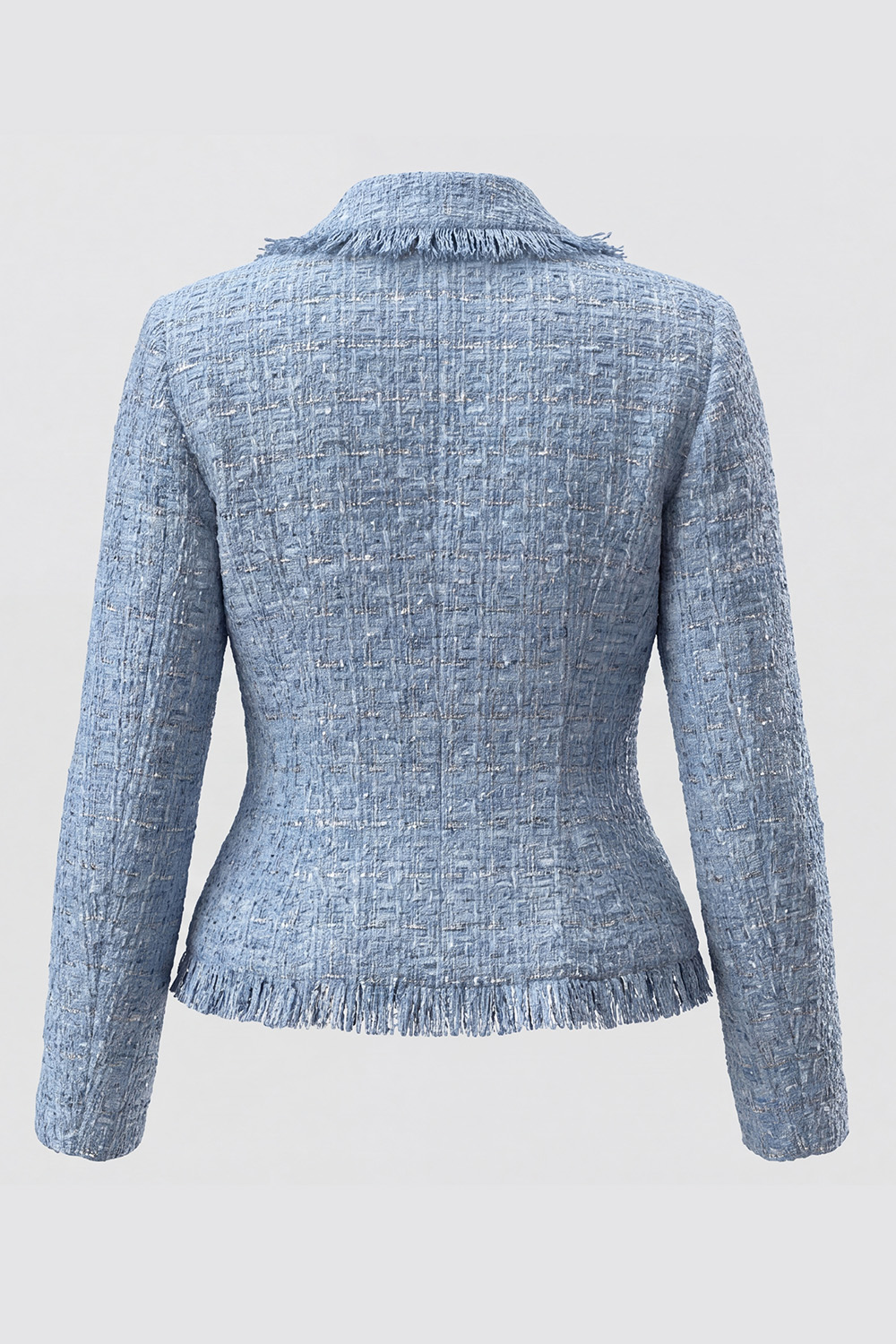 Light Blue Shawl Lapel Single Breasted Long Sleeves Tweed Pageant Interview Outfits