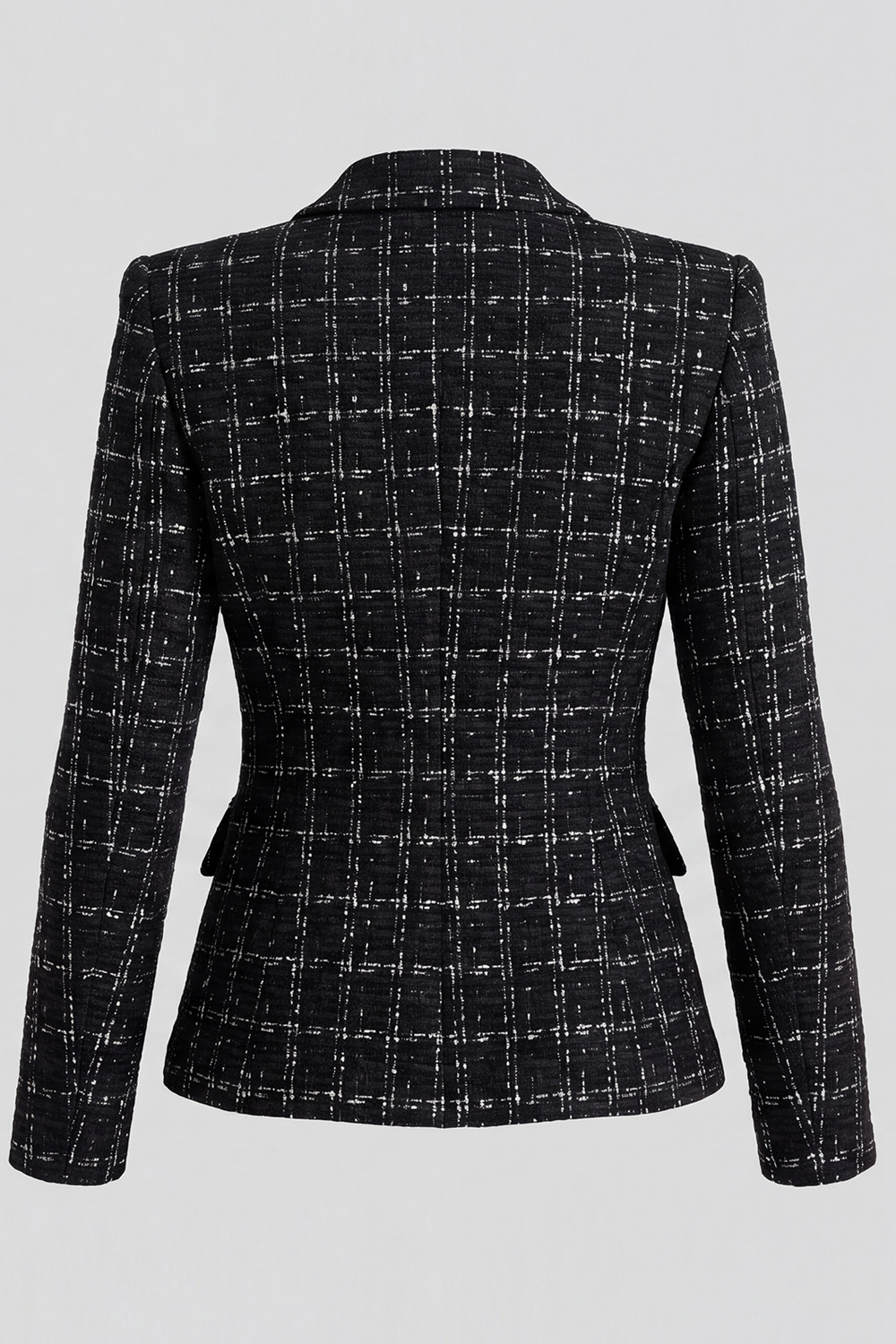 Black Single Breasted Peak Lapel Long Sleeves Tweed Pageant Interview Outfits