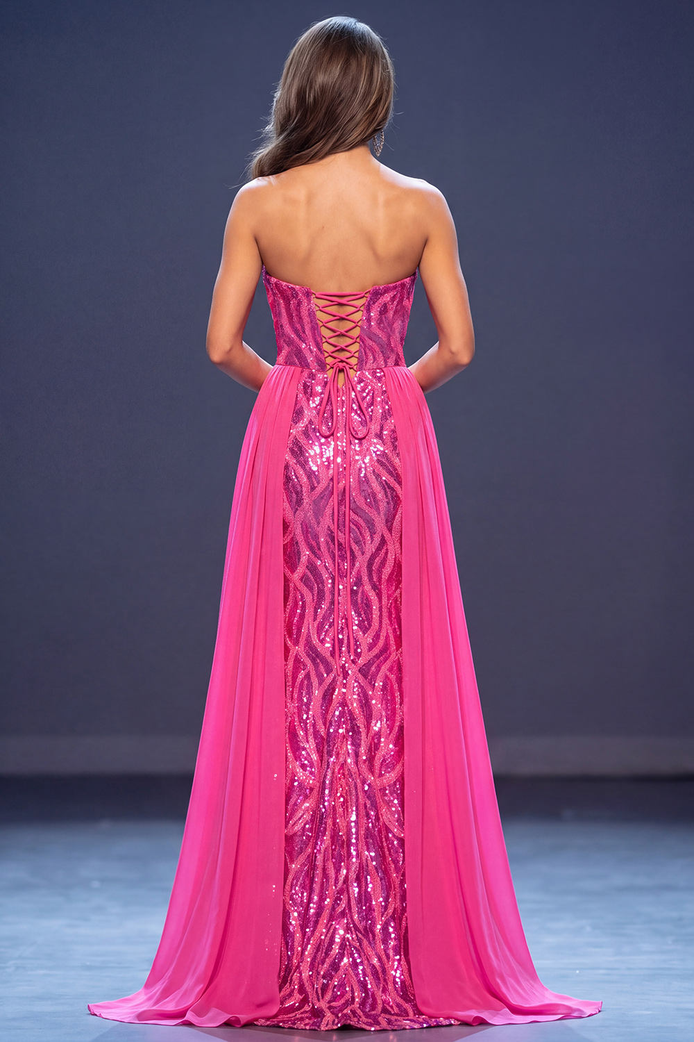 Sparkly Fuchsia Mermaid Sweetheart Ruched Long Pageant Dress with Sequins