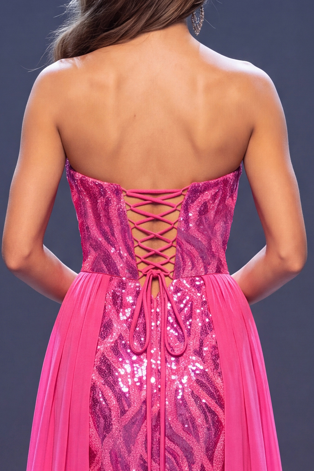 Sparkly Fuchsia Mermaid Sweetheart Ruched Long Pageant Dress with Sequins