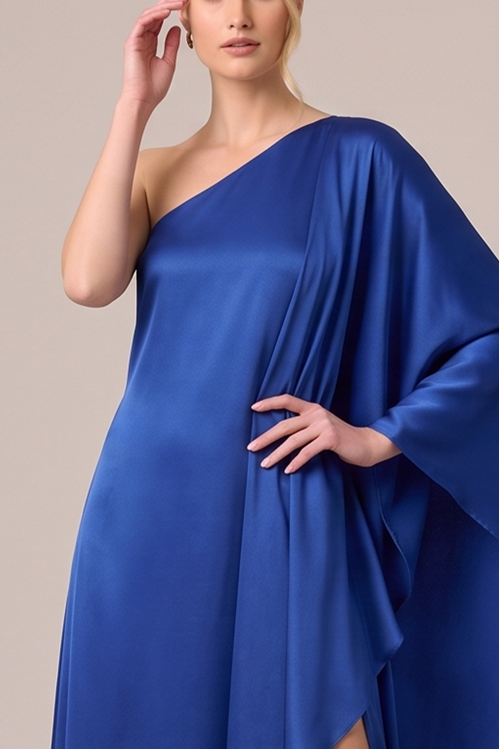 Black Satin Sheath One Shoulder Long Wedding Guest Dress with Slit
