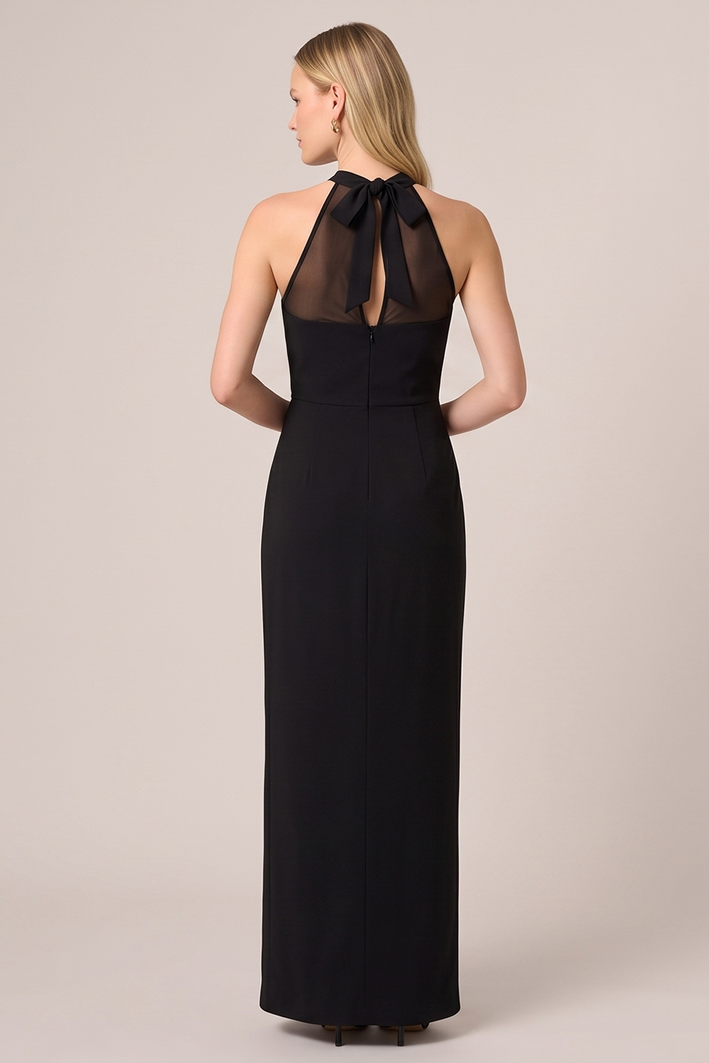 Black Sheath Ruched Long Wedding Guest Dress with Slit
