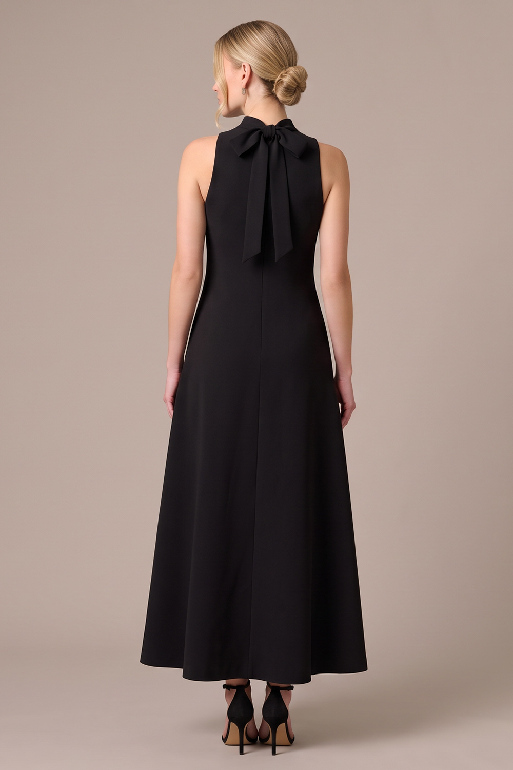 Black A-Line High Neck Long Wedding Guest Dress with 3D Flowers