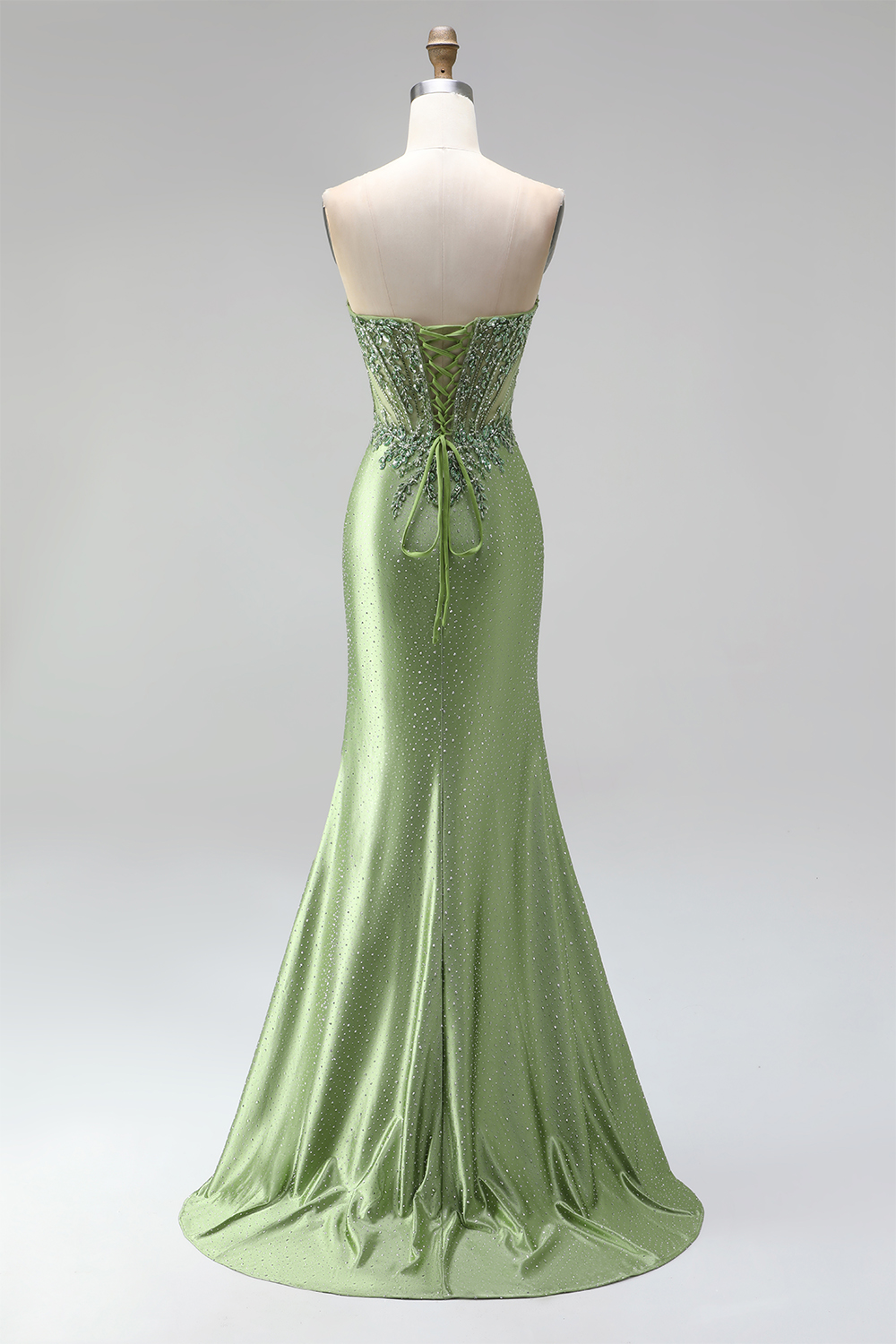 Green Mermaid Sweetheart Ruched Long Prom Dress with Beading