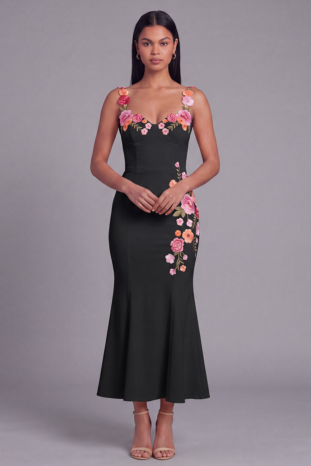 Light Yellow Mermaid Thick Straps Floral Maxi Beach Wedding Guest Dress