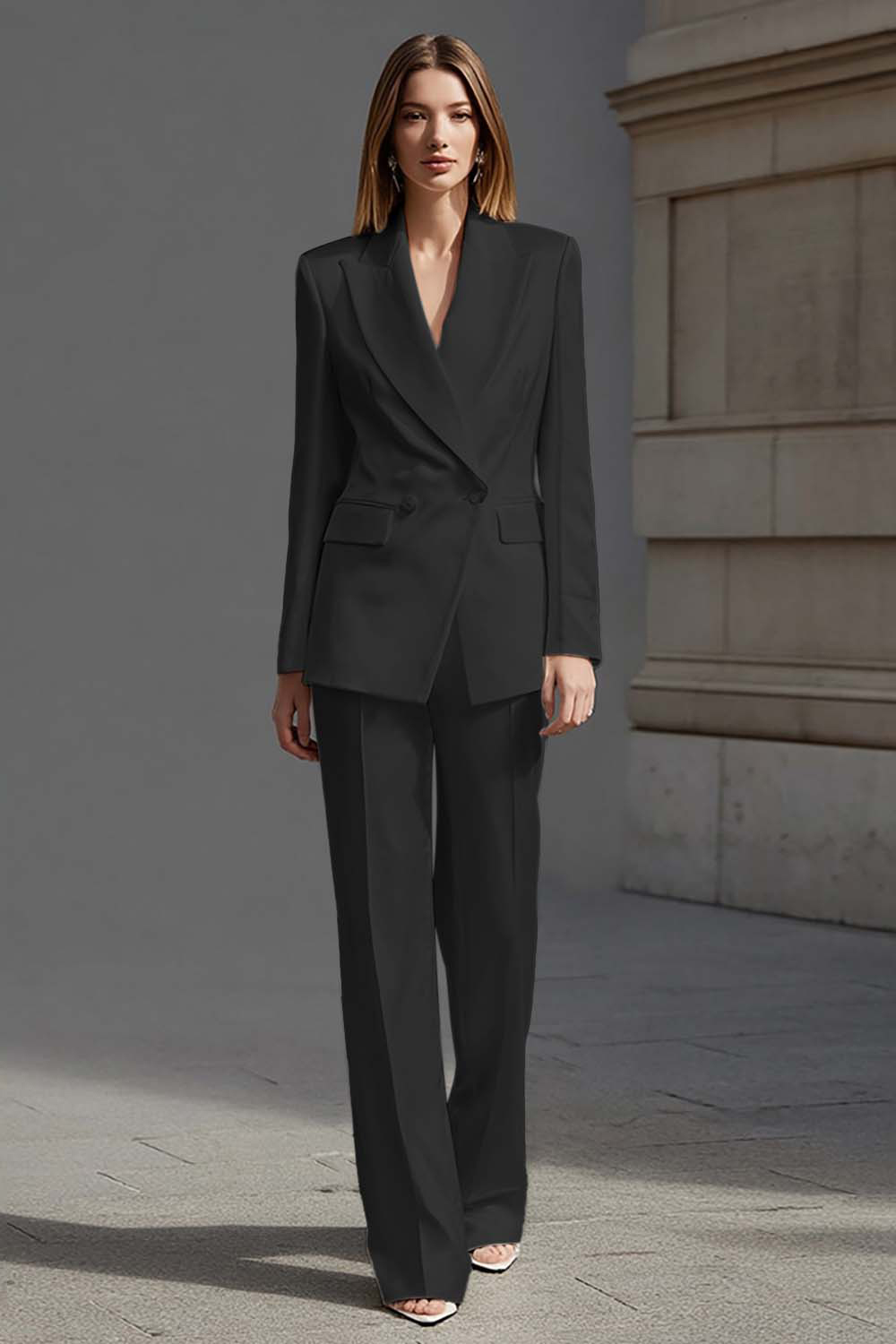 Ivory 2 Piece Peak Lapel Double Breasted Business Suits