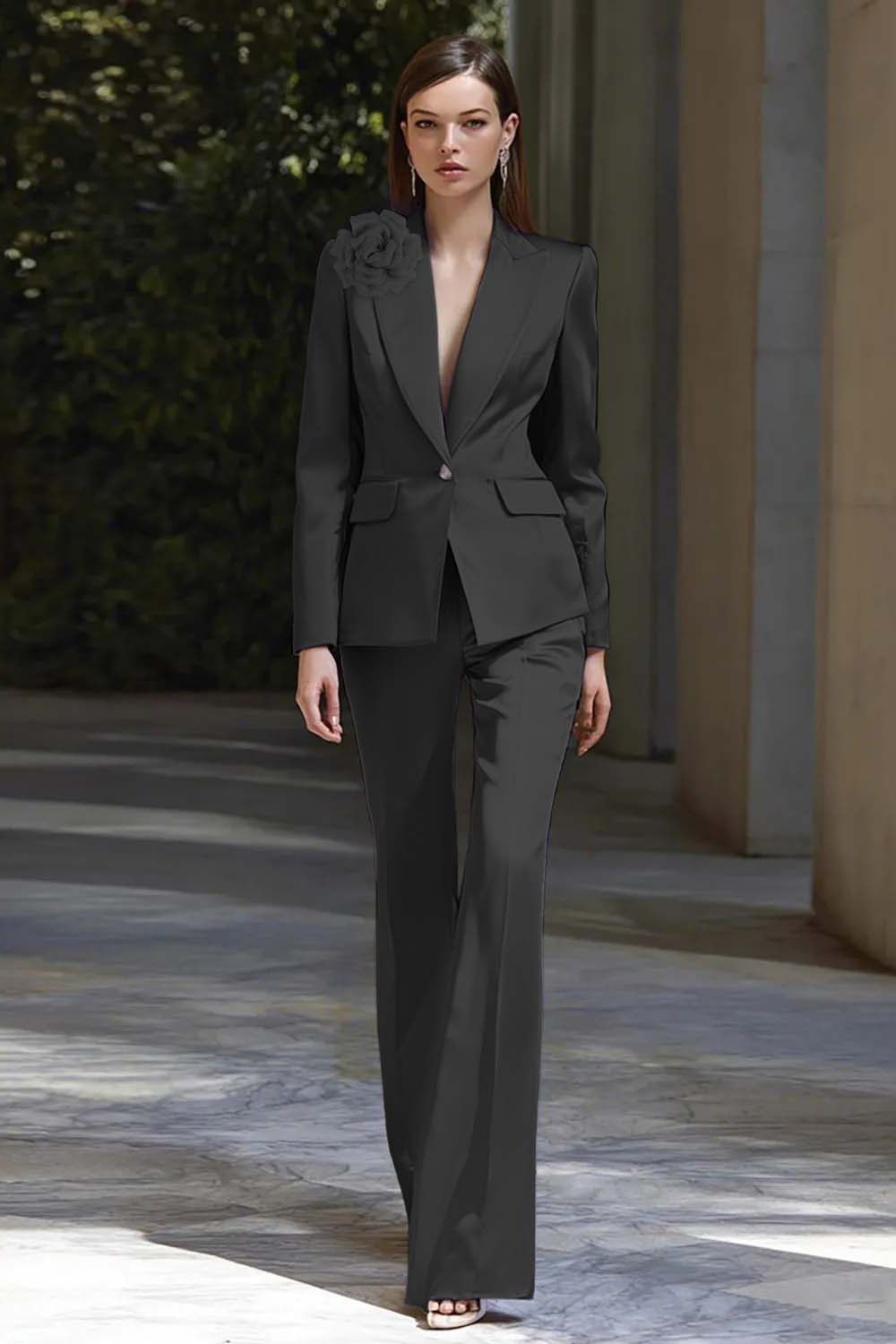 Floral Lilac 2 Piece Peak Lapel Satin Slim Fit Business Suits