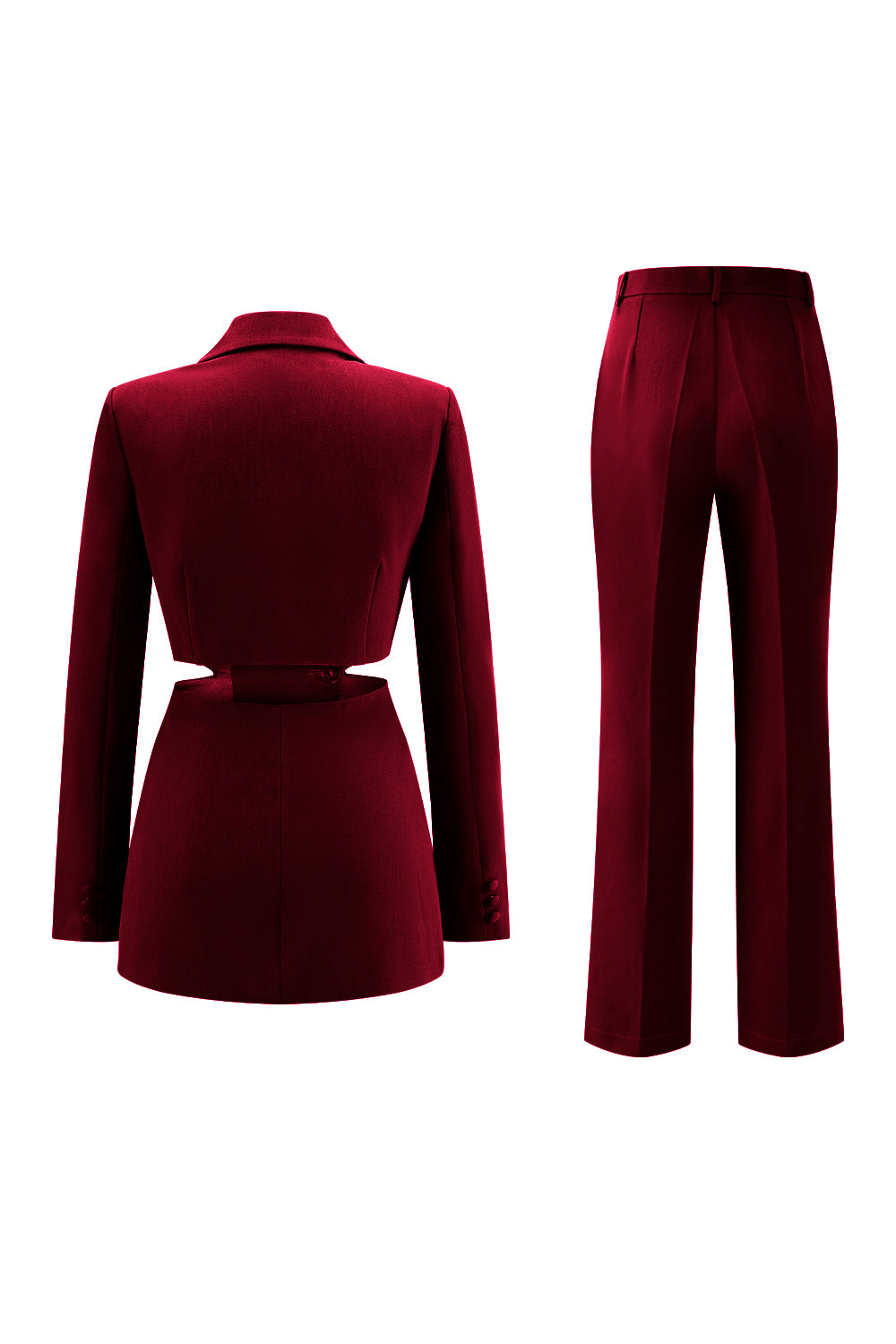 Grey Blue 2 Piece Notched Lapel  Cut Out Women Prom Suits