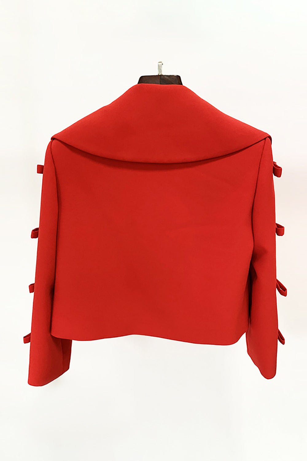 Red Peak Lapel Slim Fitted Women Party Blazer