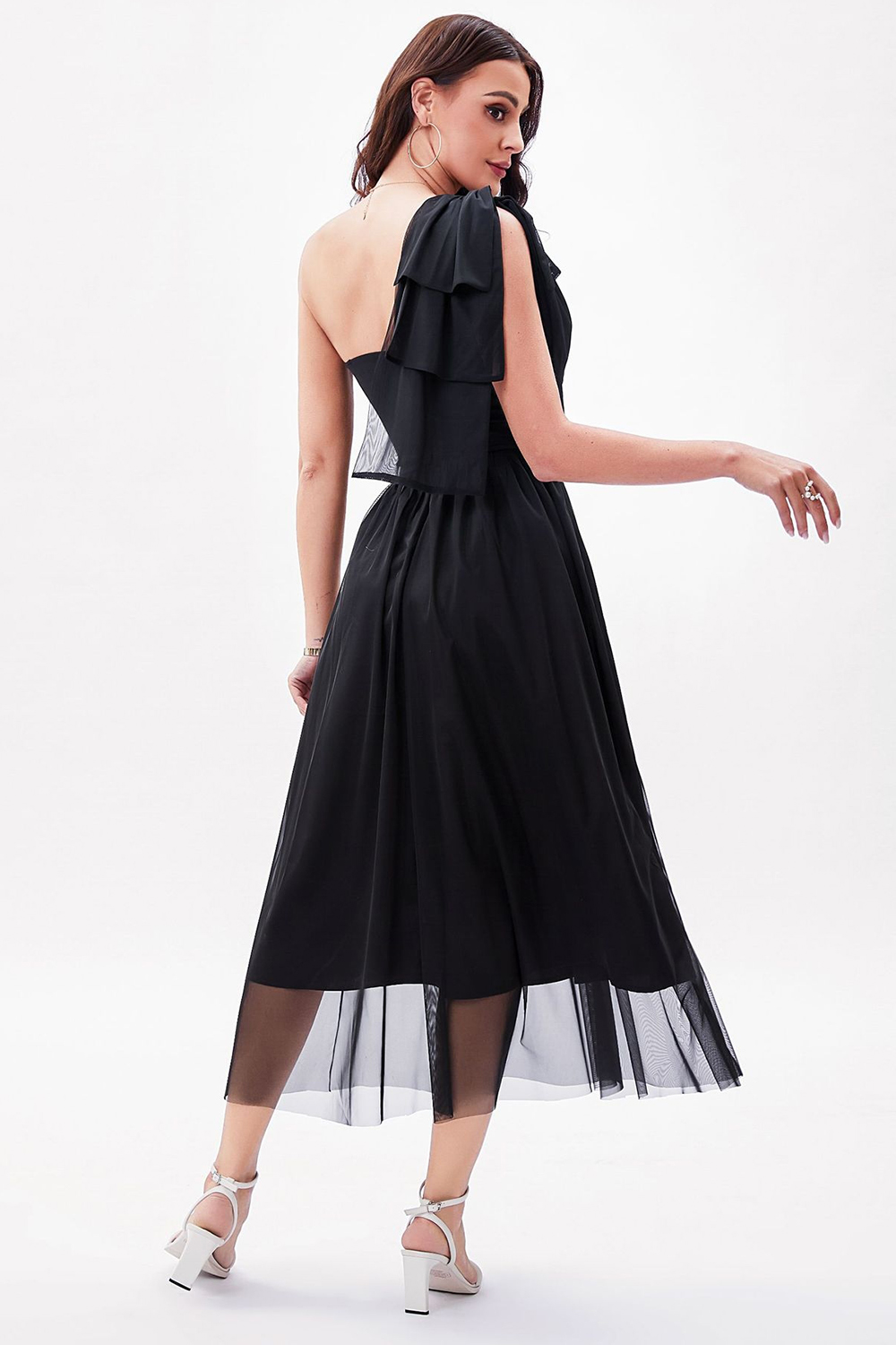 Elegant Black A-Line One Shoulder Corset Party Dress