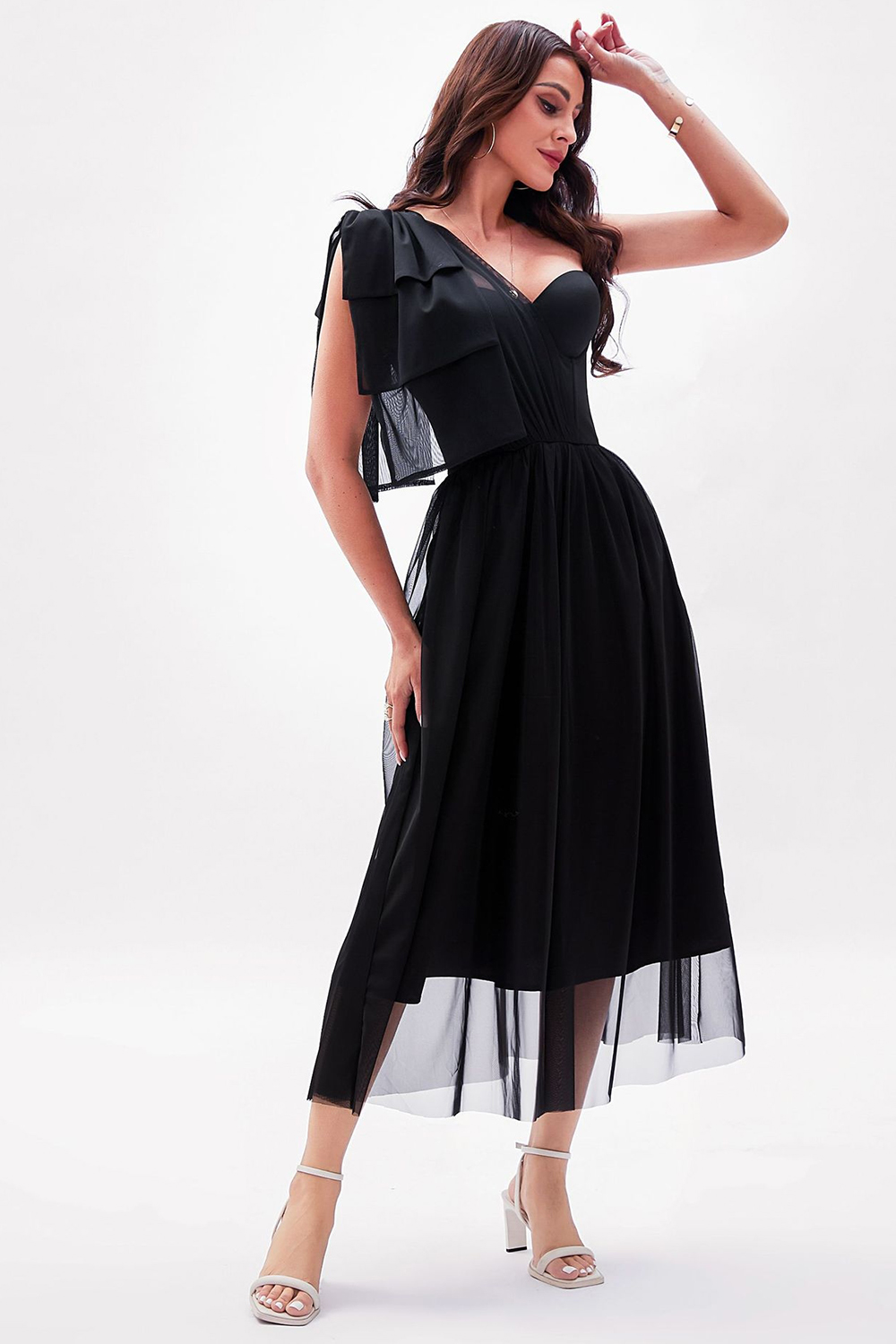 Elegant Black A-Line One Shoulder Corset Party Dress