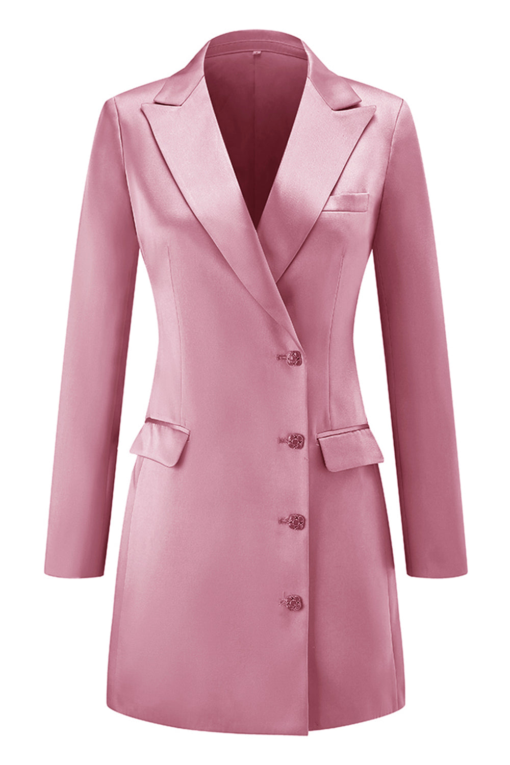 Candy Pink Single Breasted Peak Lapel Women Business Blazer