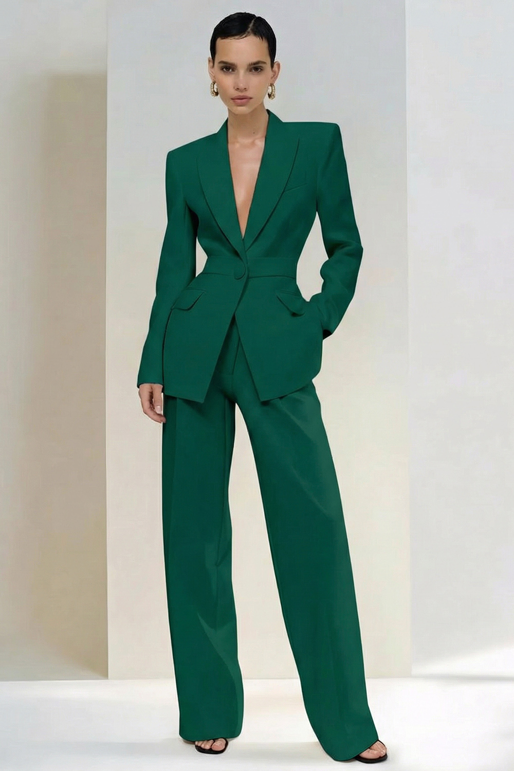 2 Piece Ivory Single Breasted Peak Lapel Business Suits