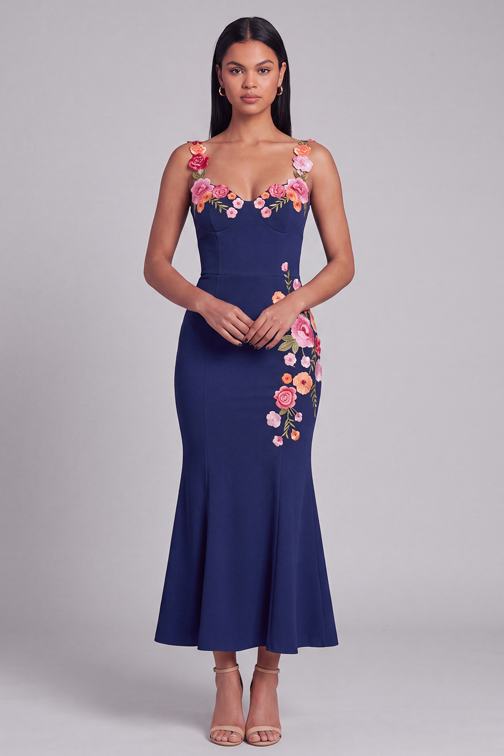 Light Yellow Mermaid Thick Straps Floral Maxi Beach Wedding Guest Dress