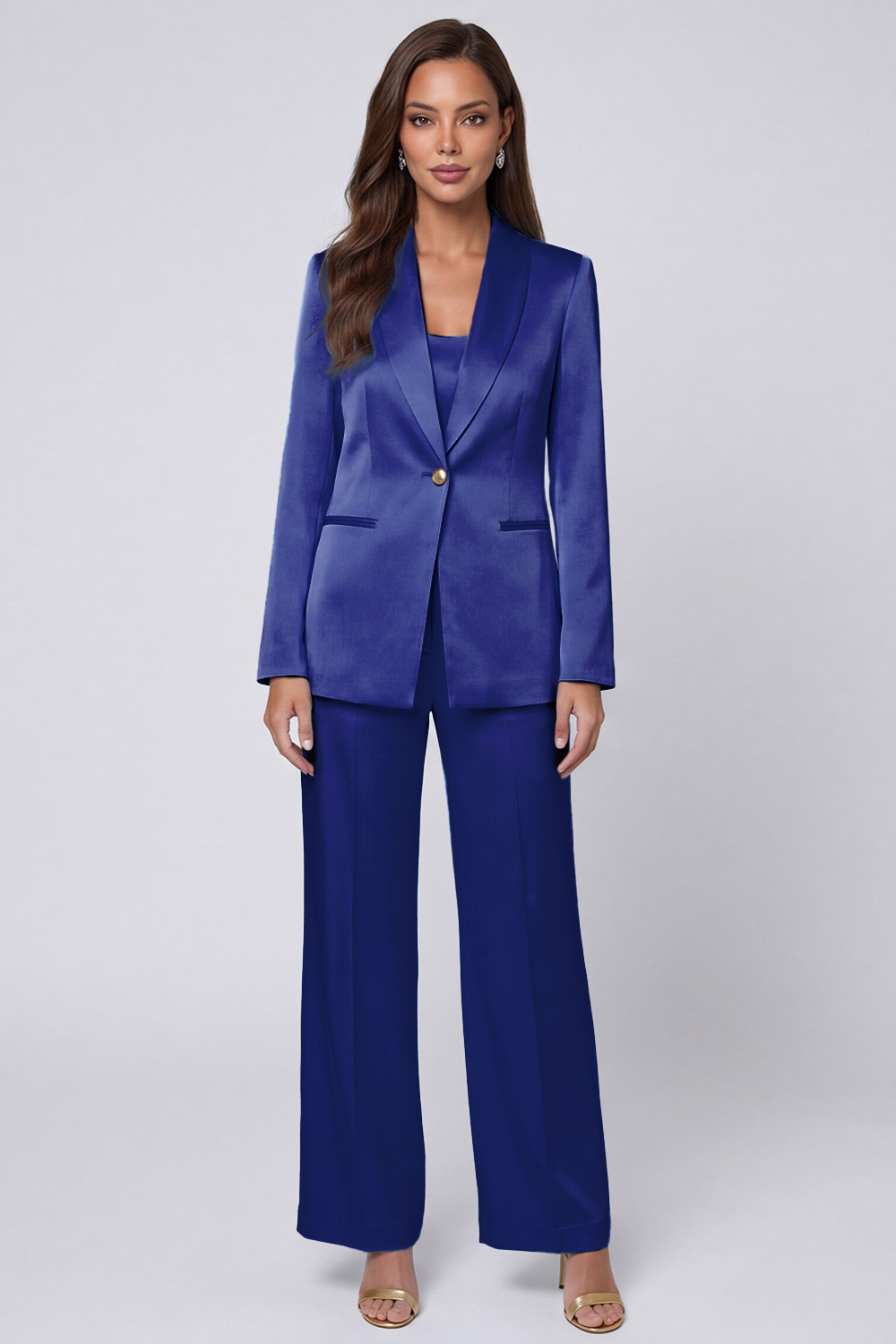 Light Blue 2 Piece Single Breasted Shawl Lapel Long Sleeves Business Suits