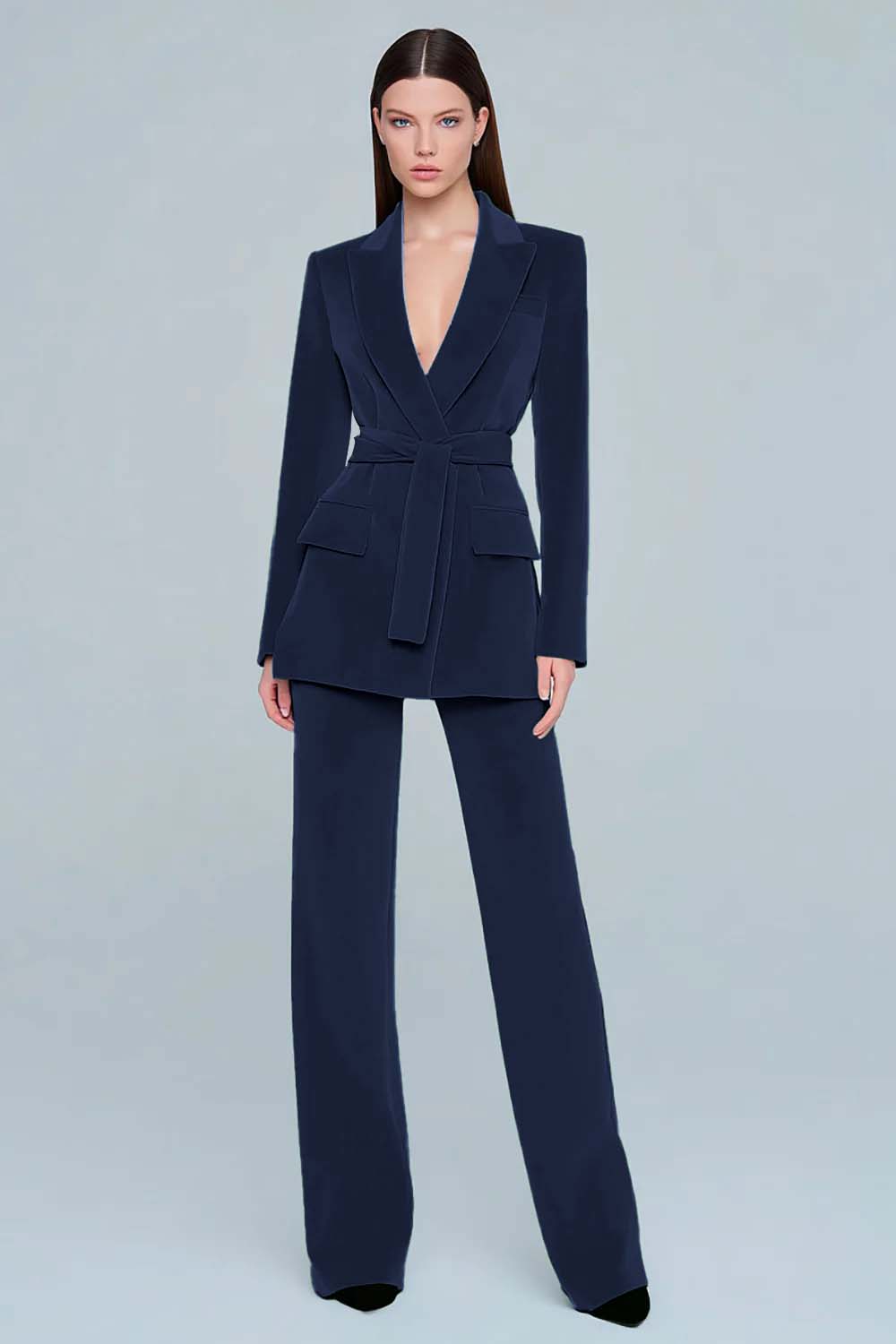 Dark Green Peak Lapel 2 Piece Prom Suits with Sash