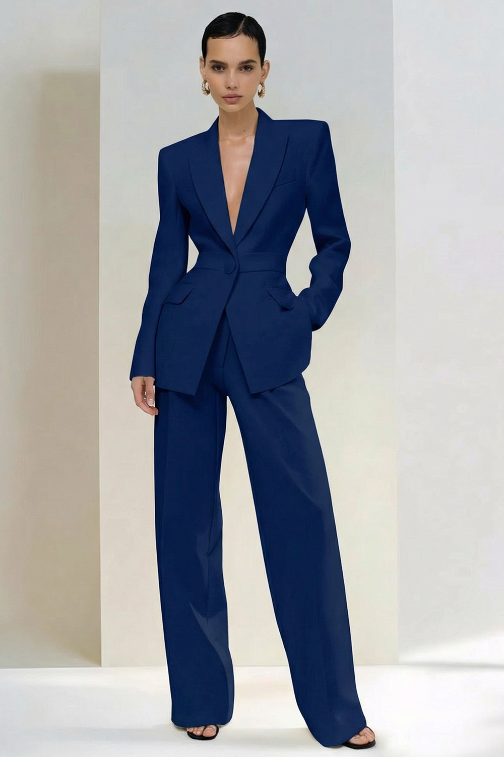 2 Piece Ivory Single Breasted Peak Lapel Business Suits