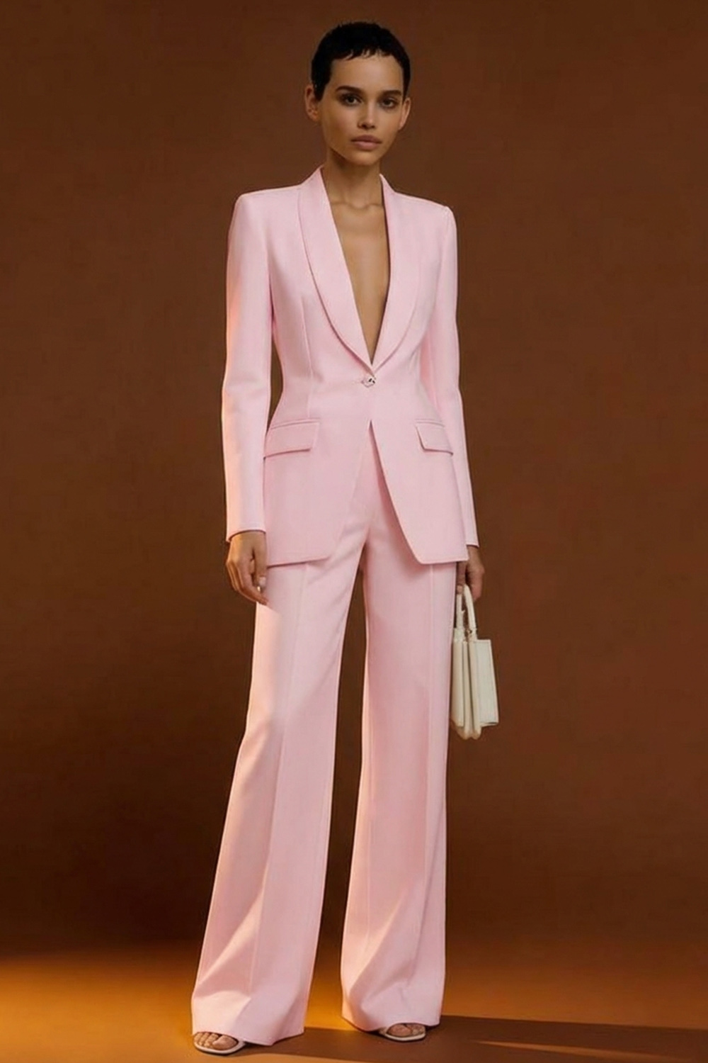 Dresstells Women 2 Piece Dusty Rose Business Suits Shawl Lapel Single Breasted Work Pantsuits