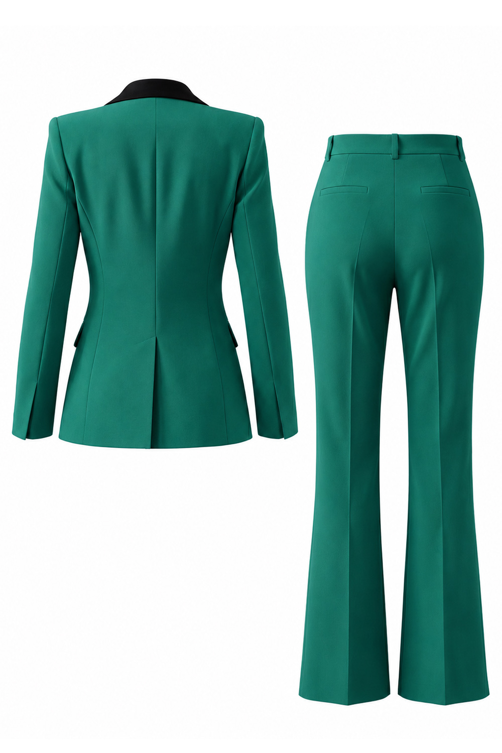 2 Piece Dark Green Slim Fit Peak Lapel Business Suits with Pockets