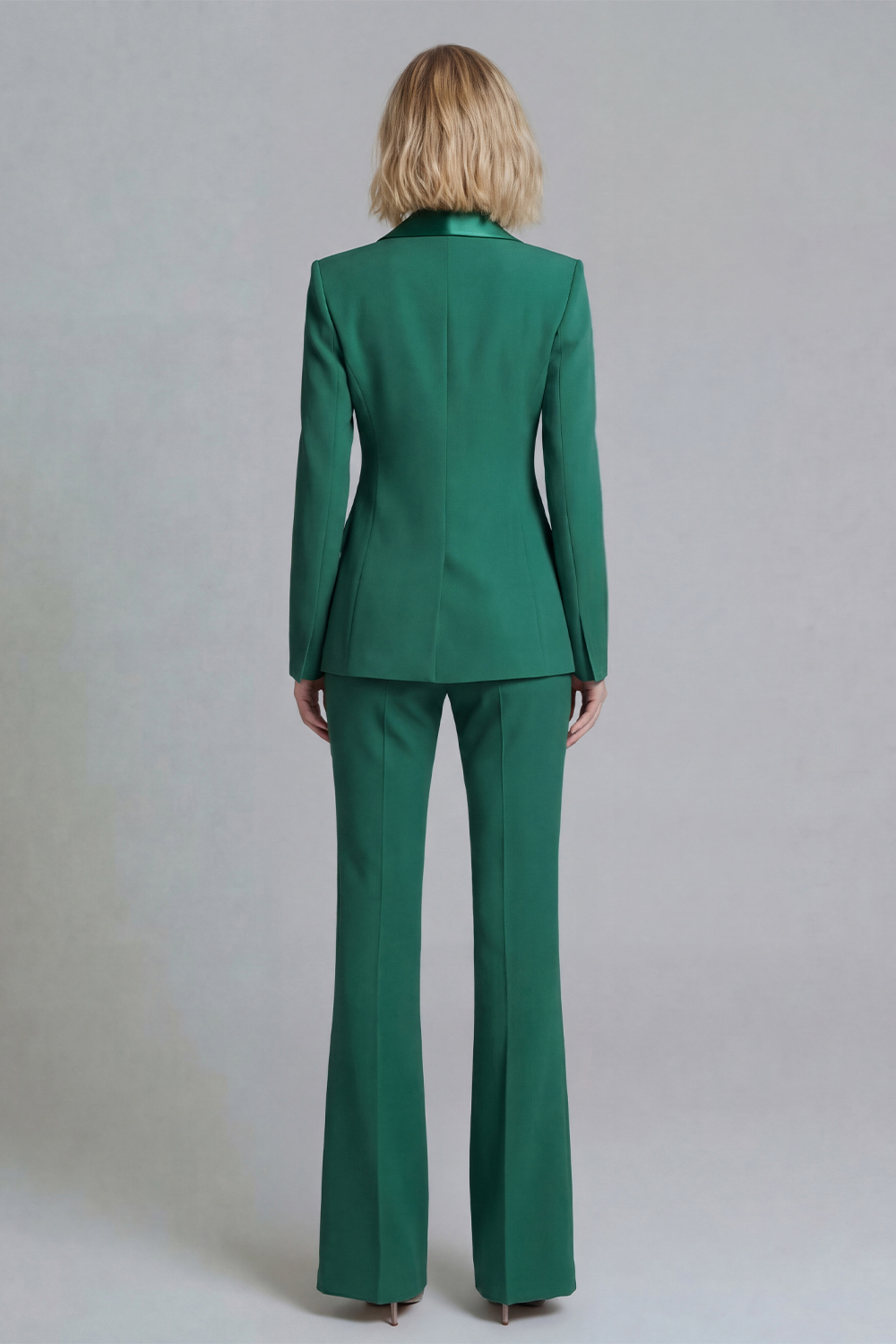 2 Piece Grey Green Double Breasted Shawl Lapel Business Suits