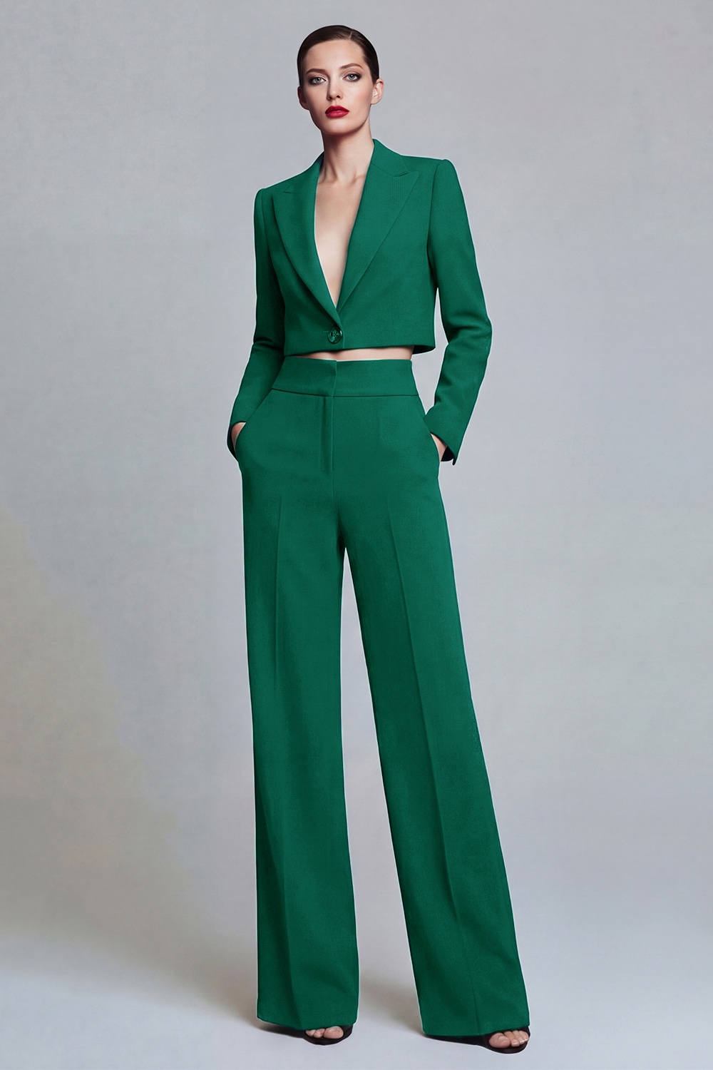 2 Piece Dark Green Peak Lapel Single Breasted Prom Suits