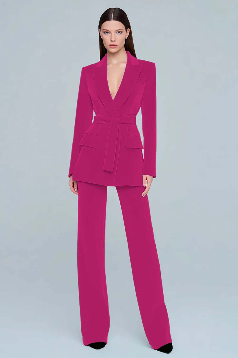 Dark Green Peak Lapel 2 Piece Prom Suits with Sash