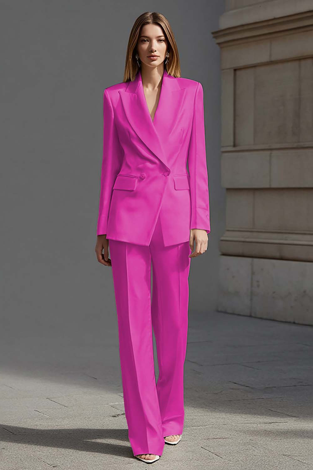 Ivory 2 Piece Peak Lapel Double Breasted Business Suits