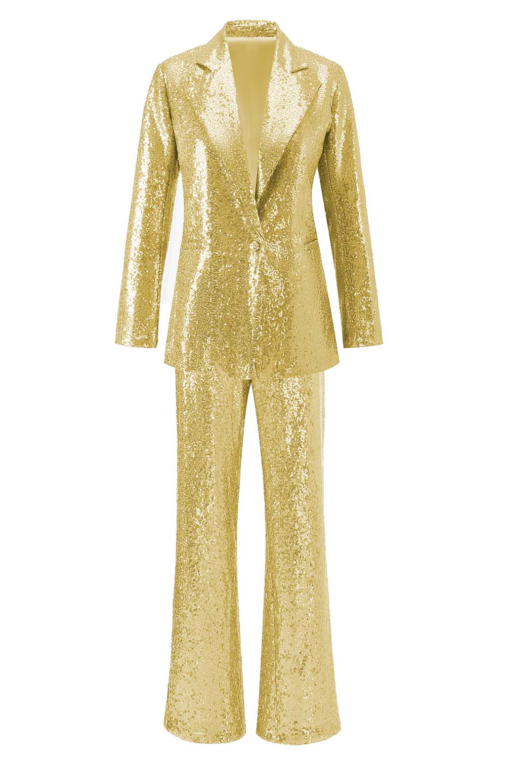 Sparkly Silver Sequin Notched Lapel 2 Piece Women Prom Suits