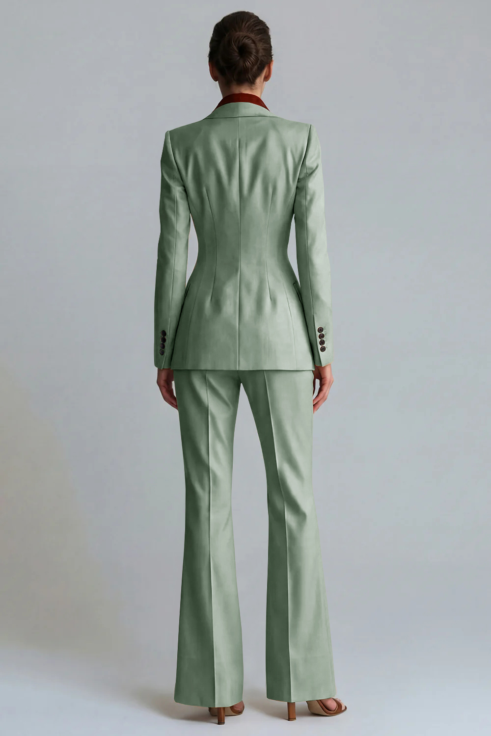 2 Piece Khaki Single Breasted Peak Lapel Business Suits