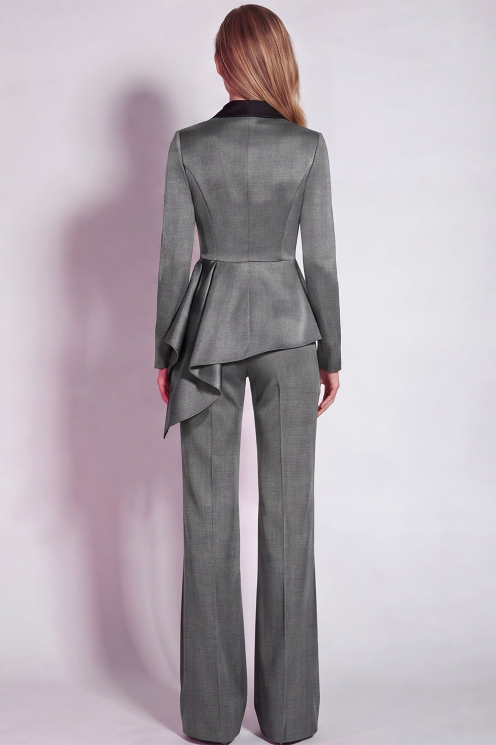 Dark Purple 2 Piece Notched Lapel Long Sleeves Business Suits with Sash