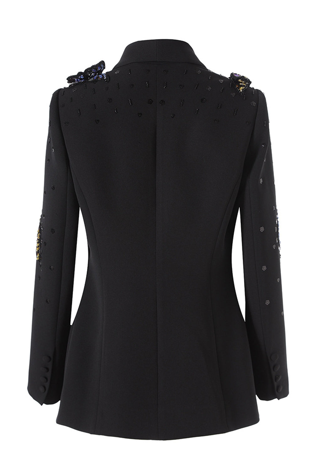 Sparkly Black Sequin Shawl Lapel Women Prom Blazer