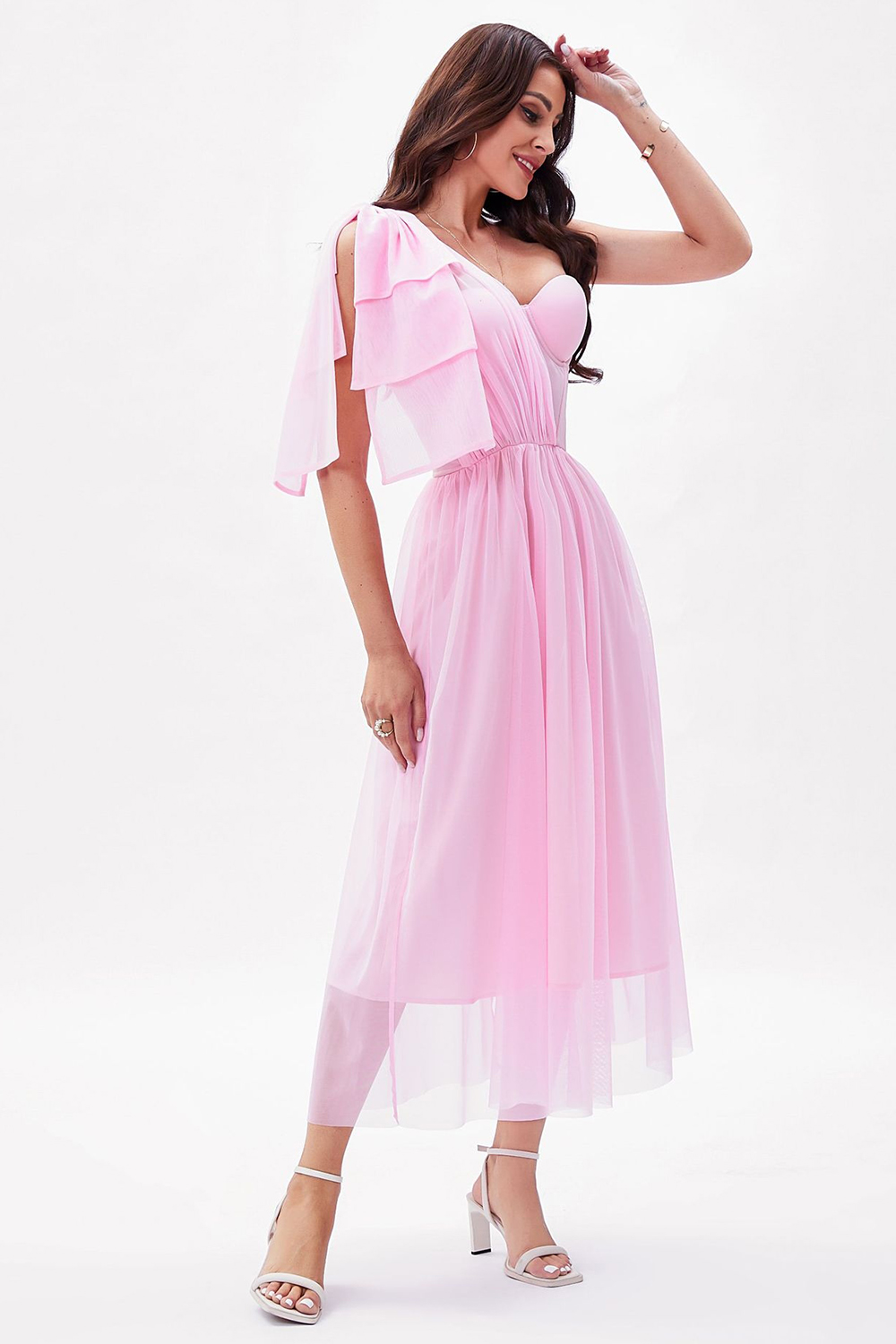 Elegant Pink A-Line One Shoulder Corset Party Dress