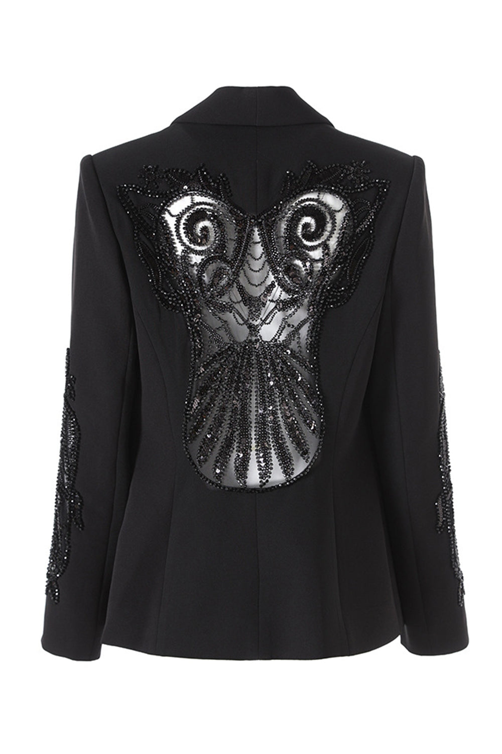 Sparkly Black Sequin Shawl Lapel Women Prom Blazer