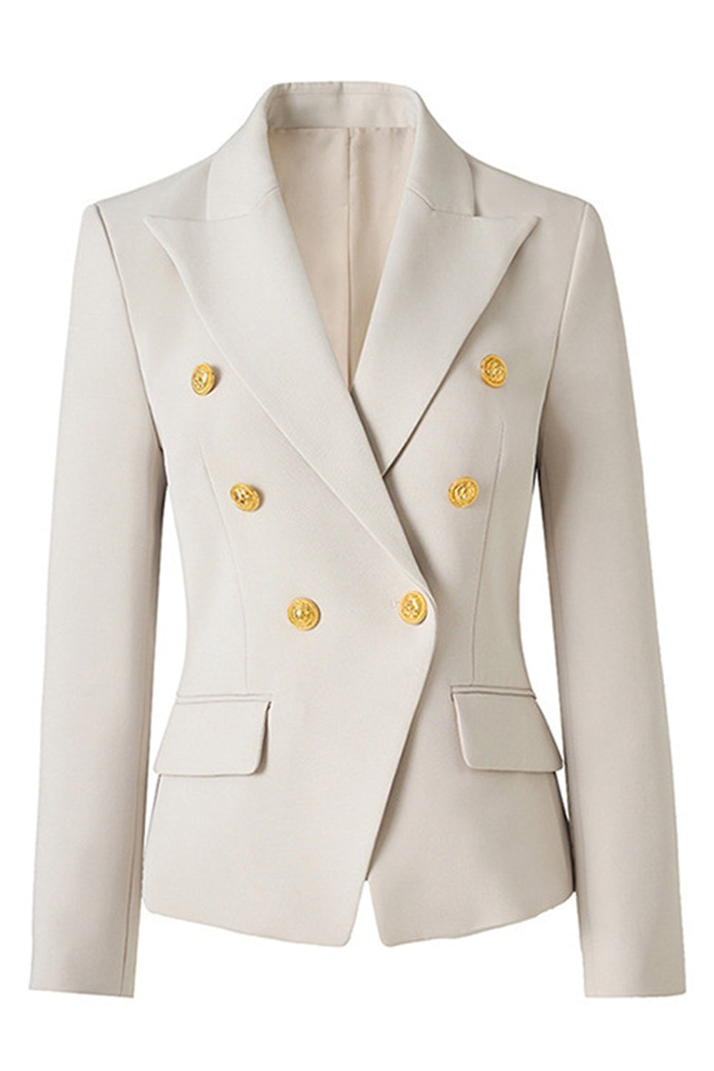 Black Peak Lapel Double Breasted Solid Women Prom Blazer