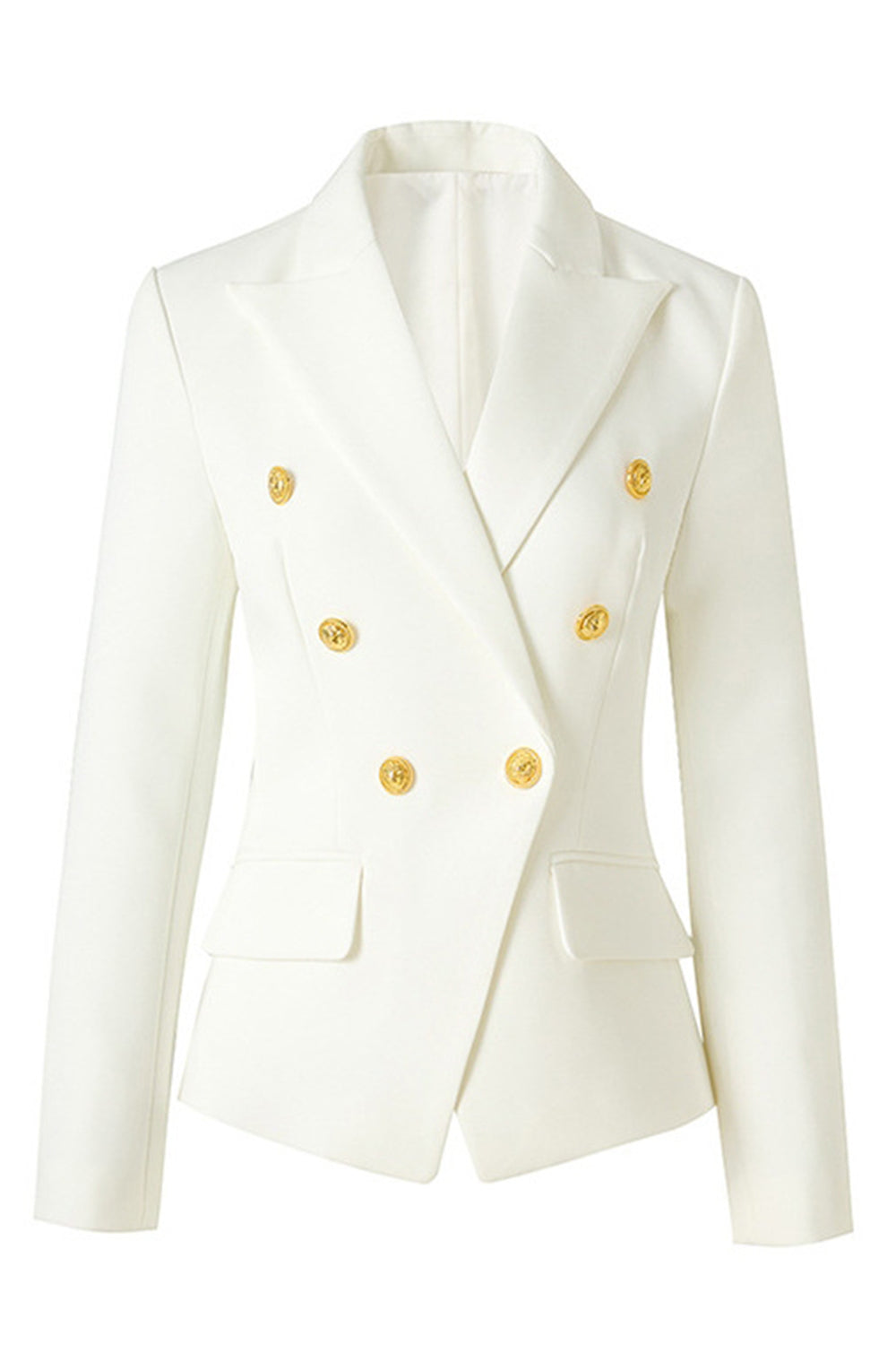 Black Peak Lapel Double Breasted Solid Women Prom Blazer