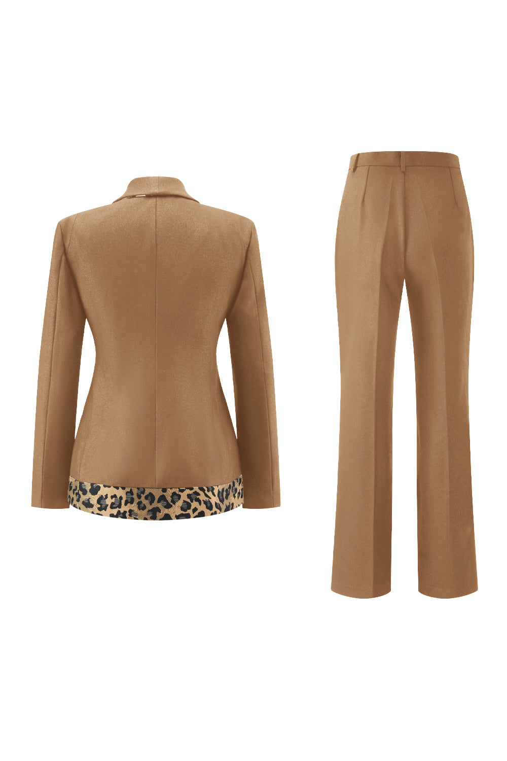 2 Piece Black Shawl Lapel Leopard Printed Women Prom Suits with Bow