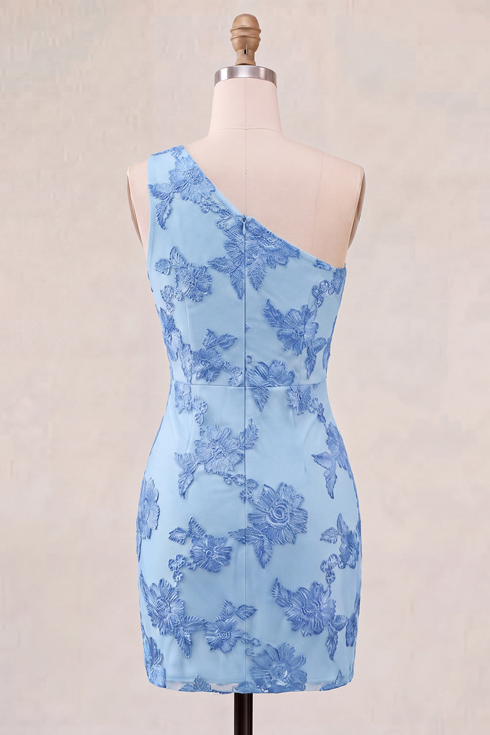 Fuchsia Floral One Shoulder Bodycon Short Homecoming Dress
