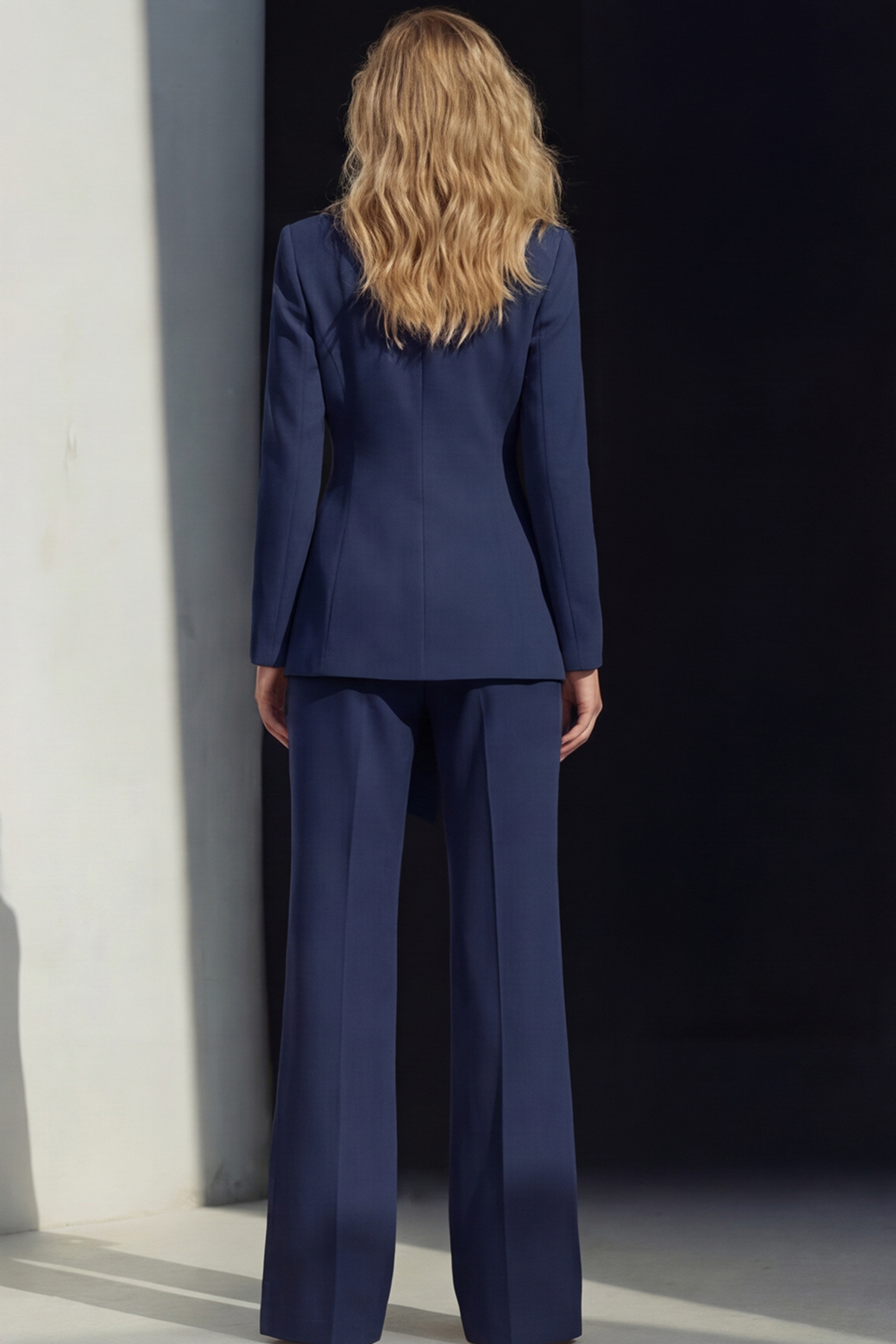 2 Piece Pink Peak Lapel Wide Leg Business Suits with Sash