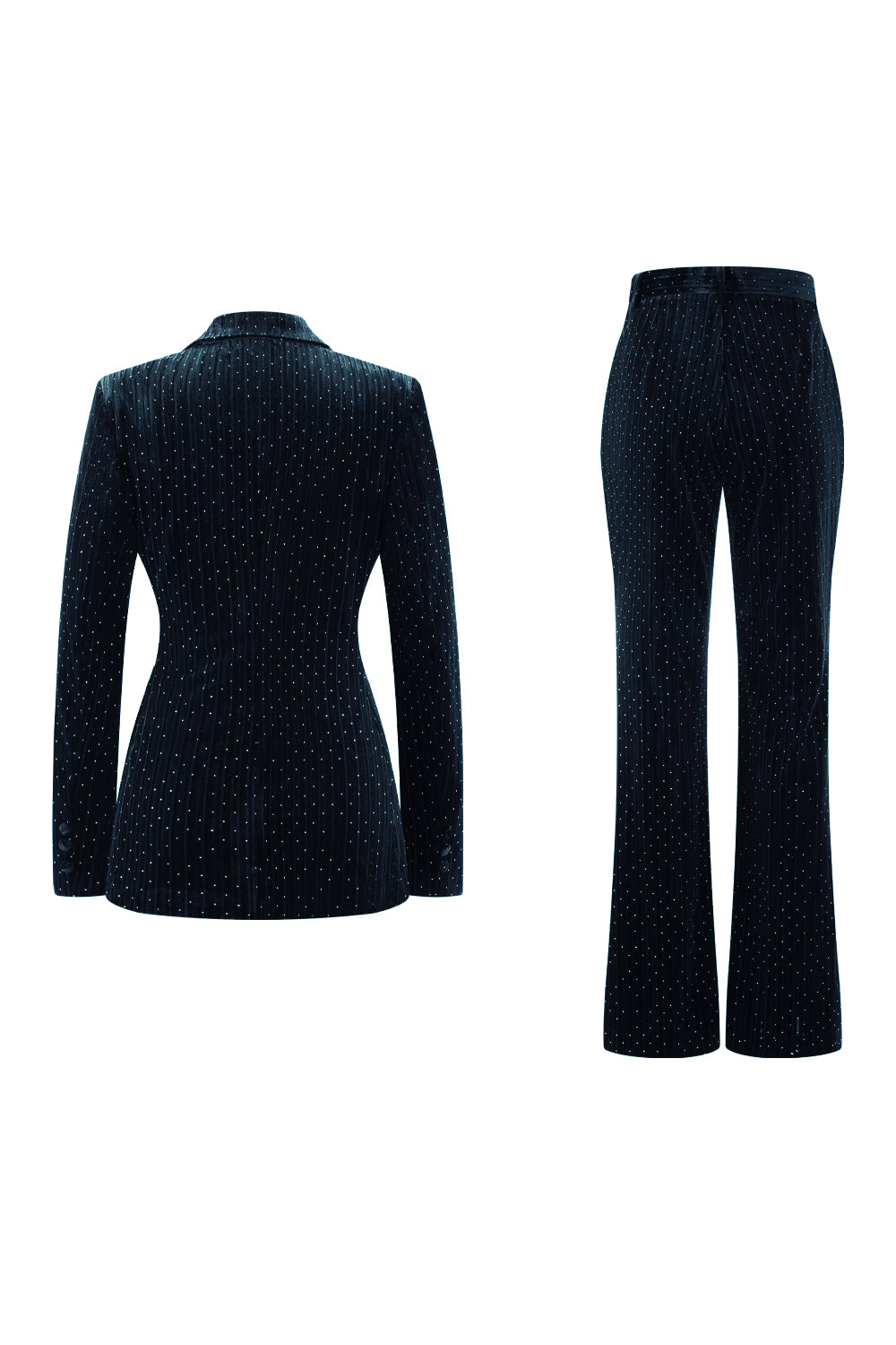 Sparkly Dark Green 2 Piece Peak Lapel Long Sleeves Women Prom Suits