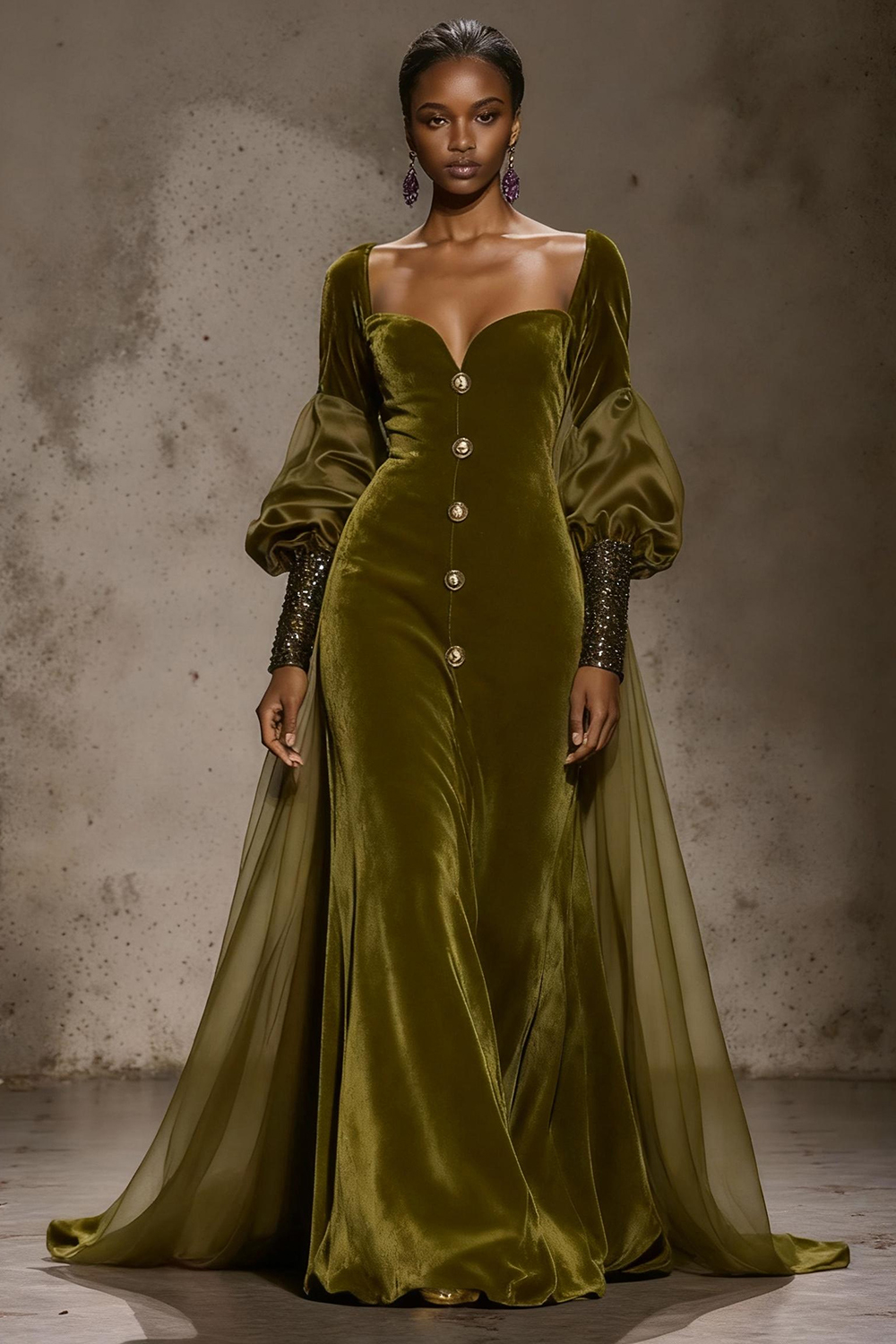 Burgundy Velvet Long Sleeves Holiday Party Dress with Cape