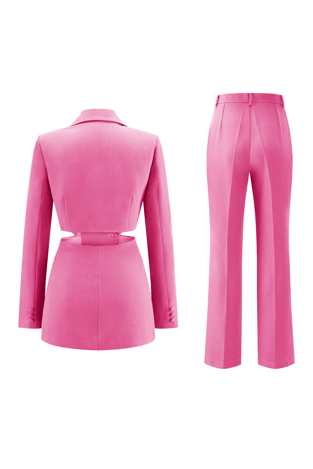 Grey Blue 2 Piece Notched Lapel  Cut Out Women Prom Suits