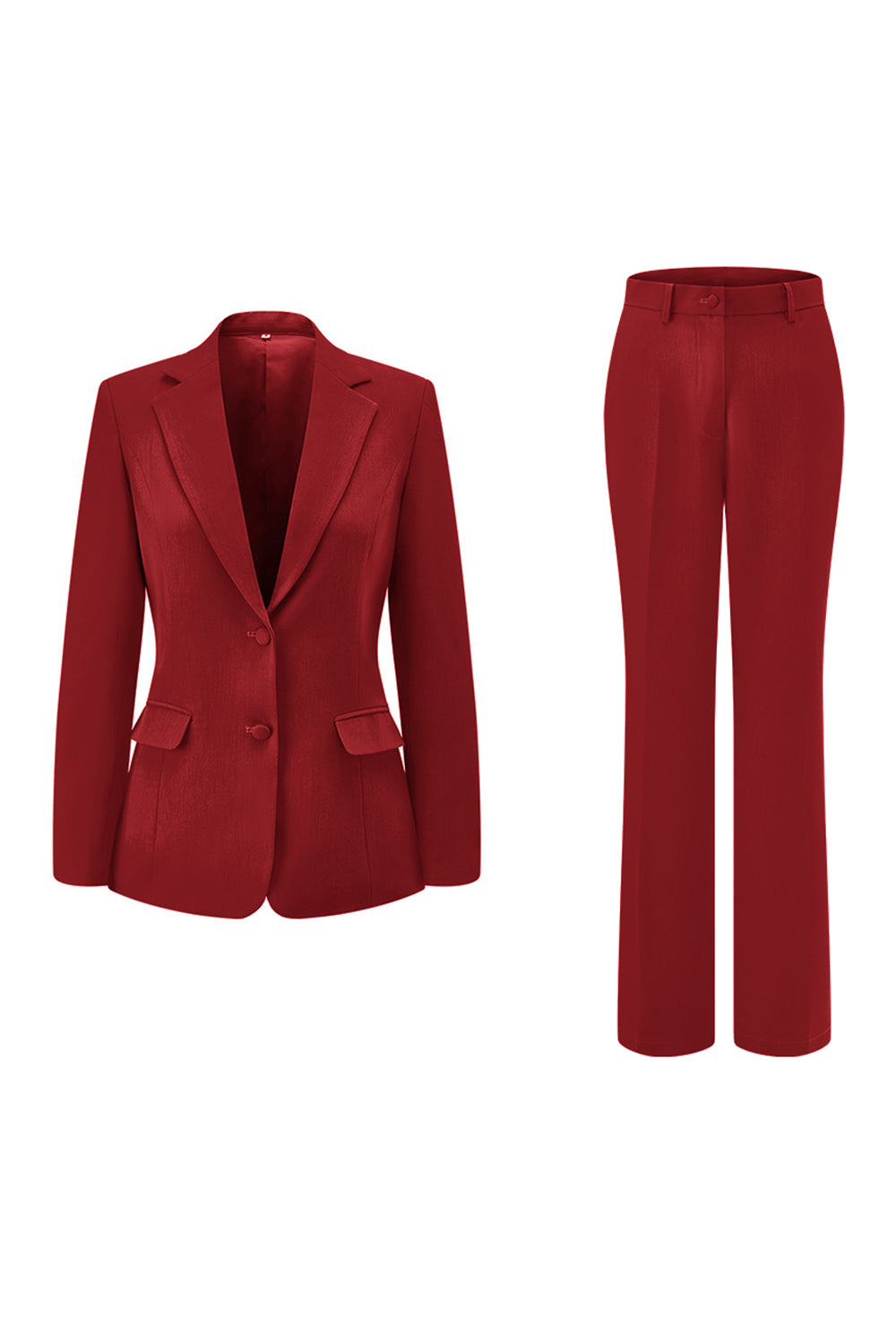 2 Piece Red Notched Lapel Business Suits