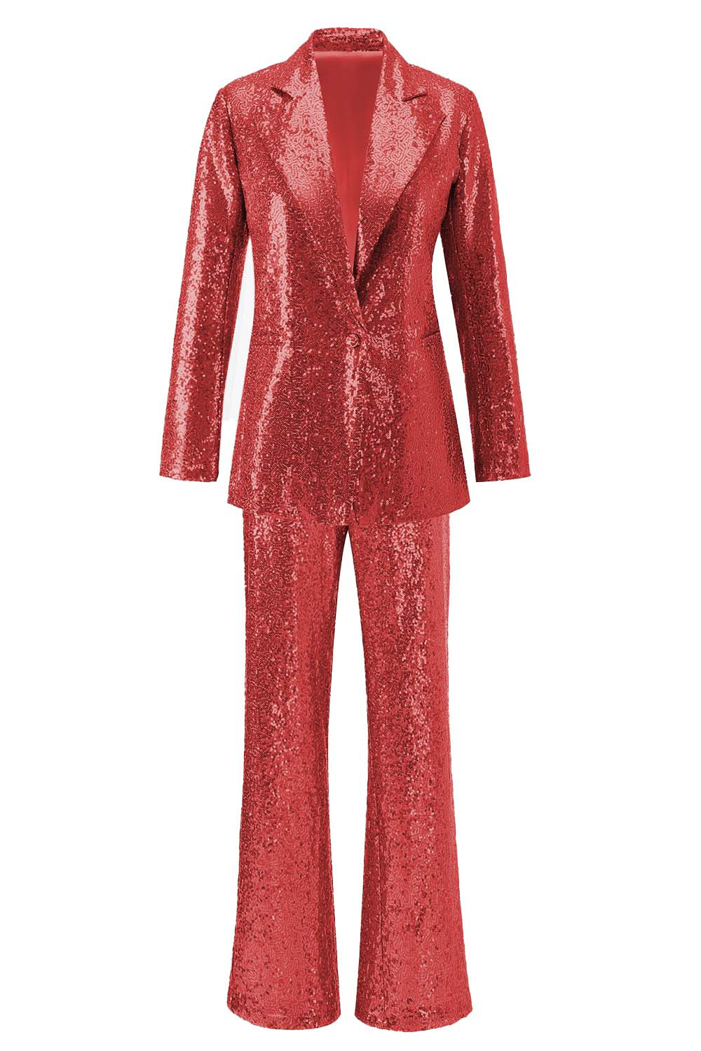 Sparkly Silver Sequin Notched Lapel 2 Piece Women Prom Suits