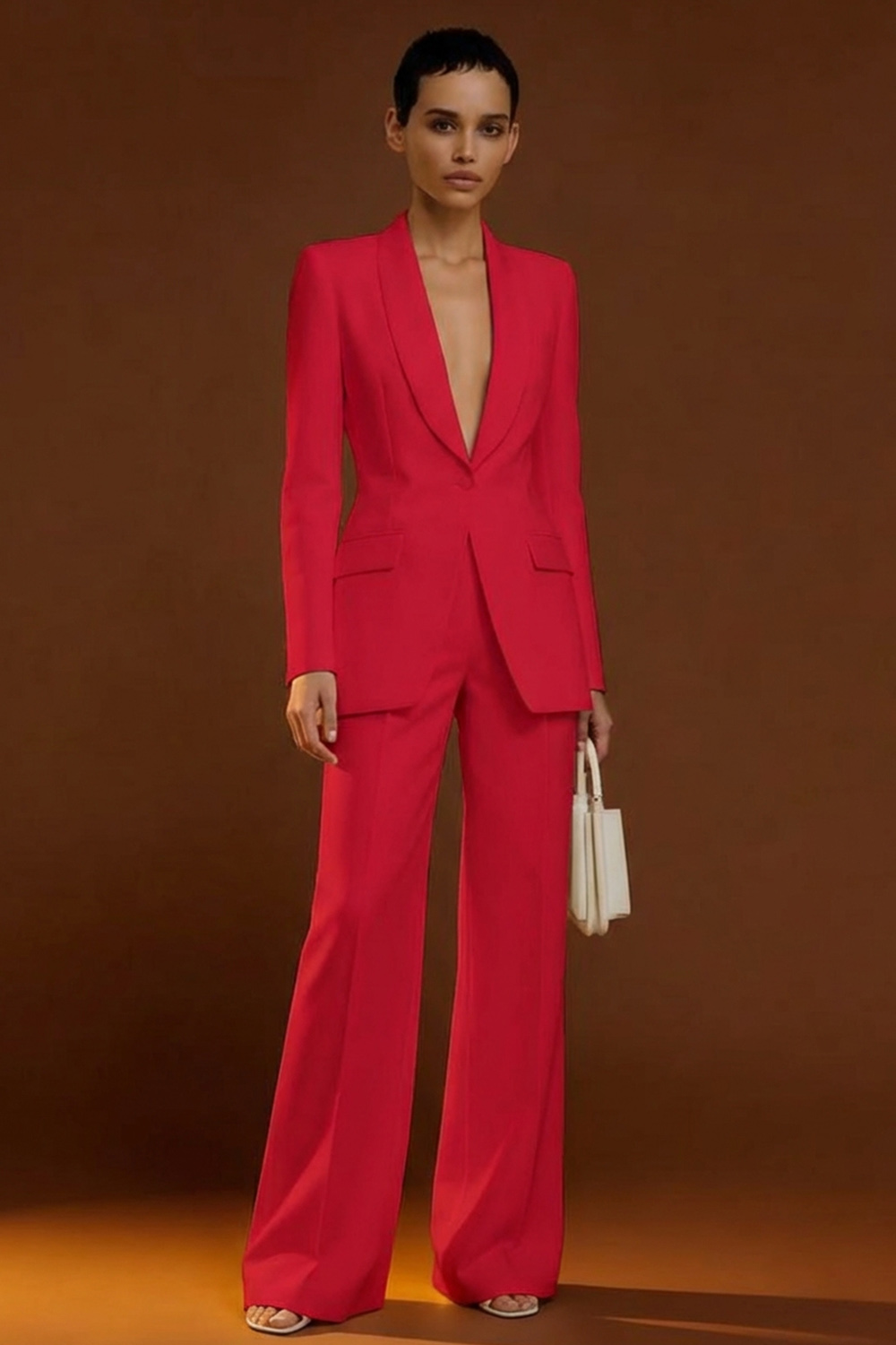 Ivory 2 Piece Shawl Lapel Single Breasted Business Suits