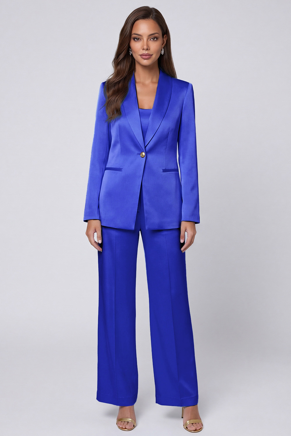 Light Blue 2 Piece Single Breasted Shawl Lapel Long Sleeves Business Suits