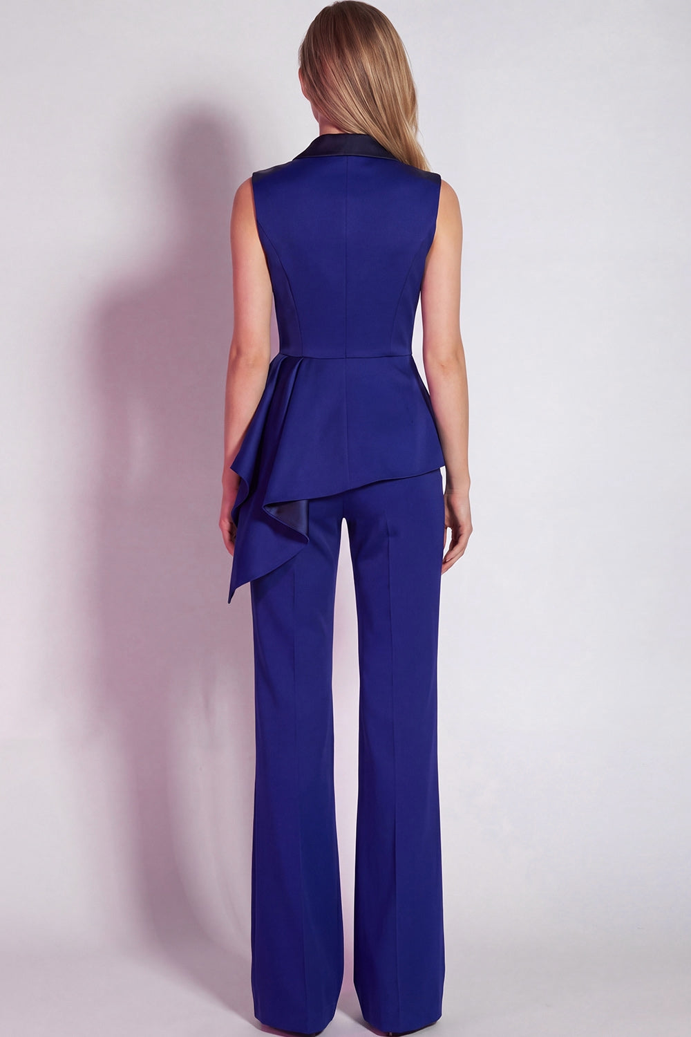 Purple 2 Piece Notched Lapel Vest Business Suits with Sash