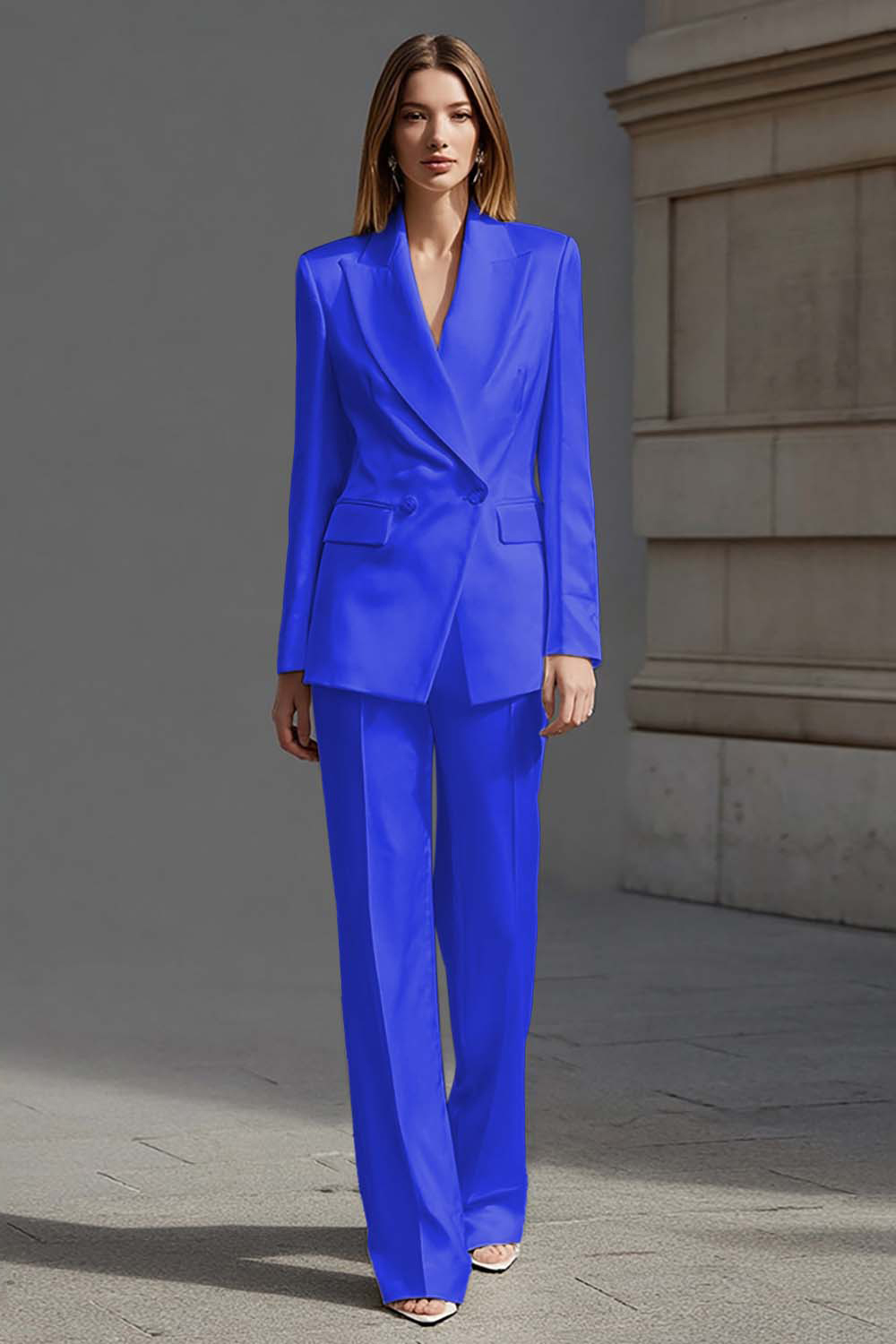 Ivory 2 Piece Peak Lapel Double Breasted Business Suits