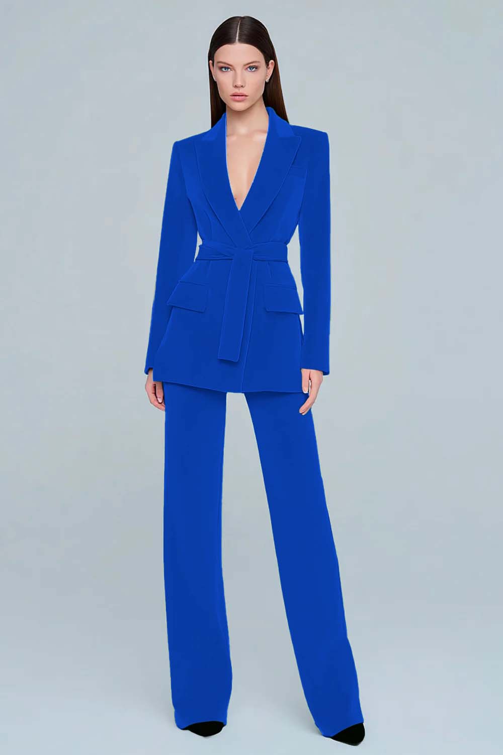 Dark Green Peak Lapel 2 Piece Prom Suits with Sash