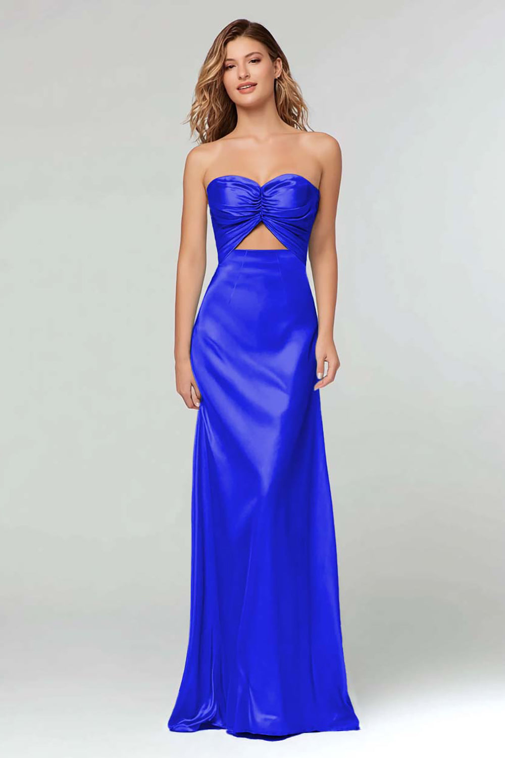 Light Blue Sweetheart Sheath Satin Long Evening Dress